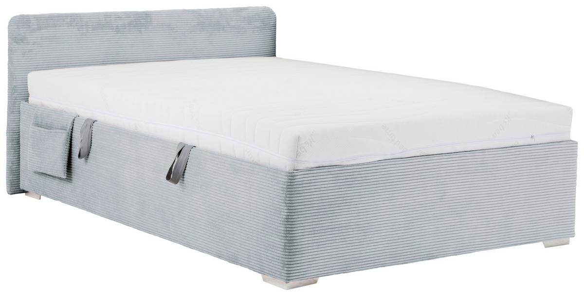 Bett Remi Graublau ca. 140x200cm - Chromfarben/Graublau, KONVENTIONELL, Holz/Kunststoff (140/200cm) - Mömax