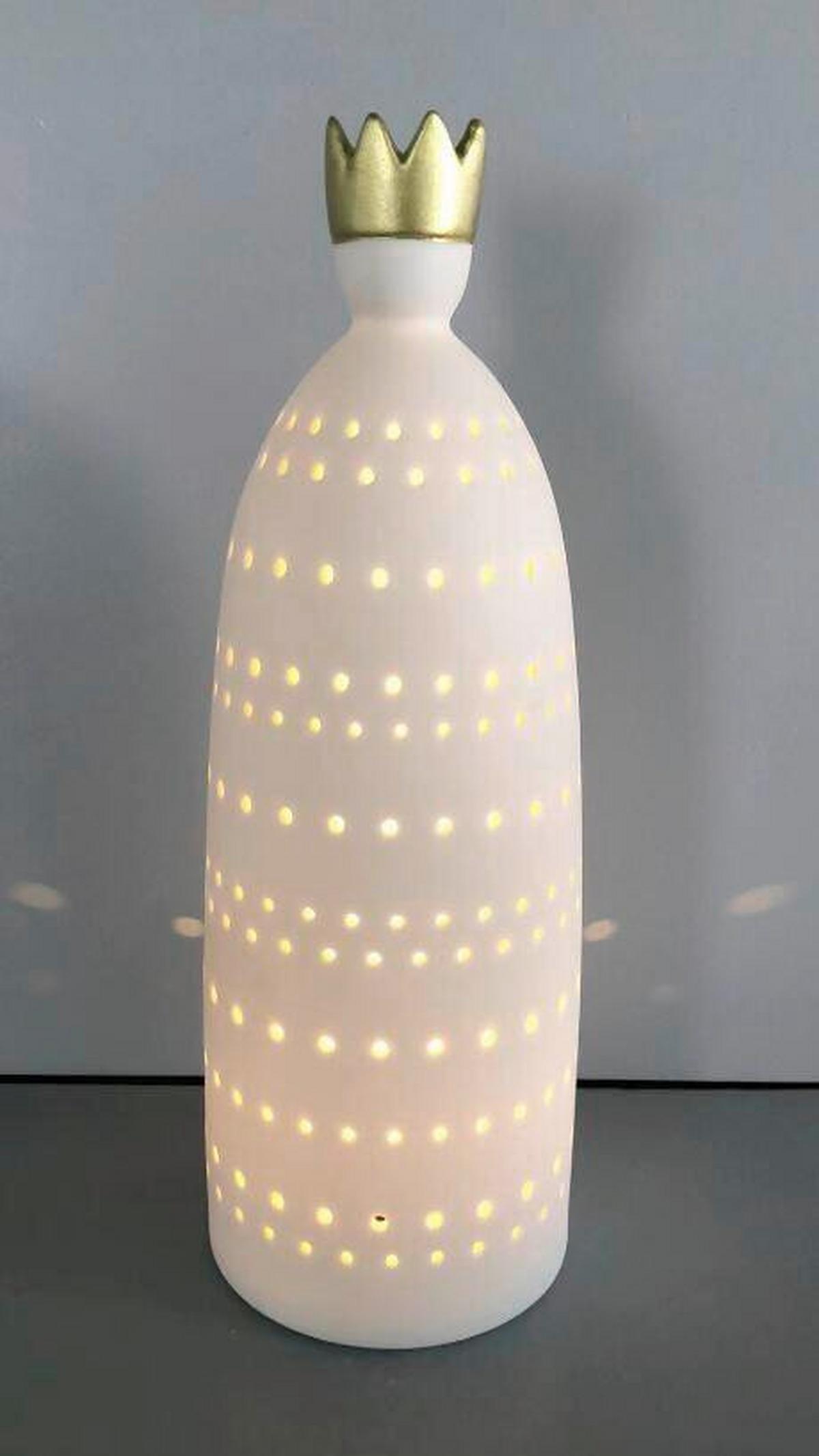 LED-Weihnachtsfigur King Weiß/Goldfarben ca. 25,5cm - Goldfarben/Weiß, KONVENTIONELL, Keramik (8,5/25,5cm) - Mömax