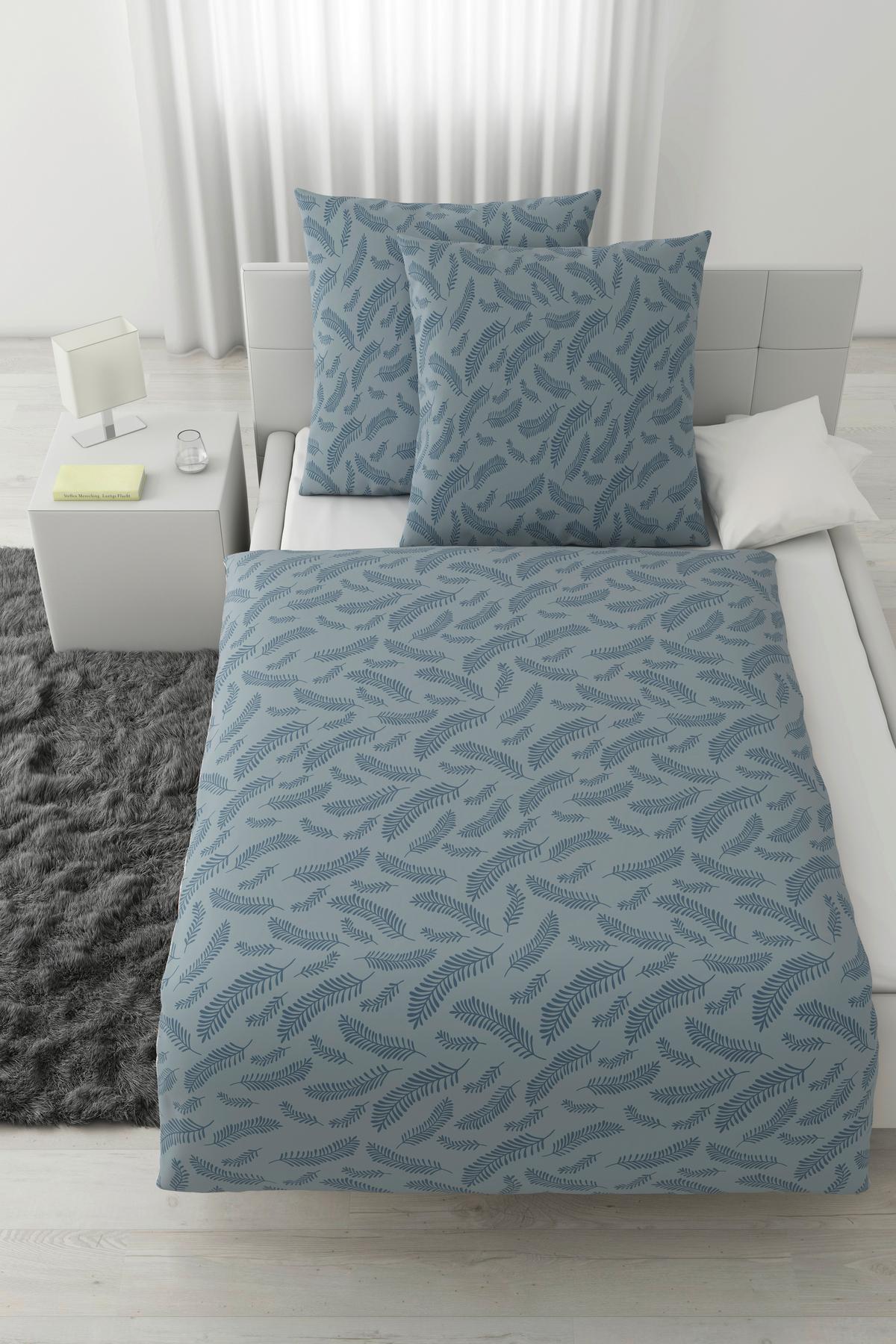 Bettwäsche Ferns XXL Rauchblau ca. 200x200cm - Blau, MODERN, Textil (200/200cm) - Mömax
