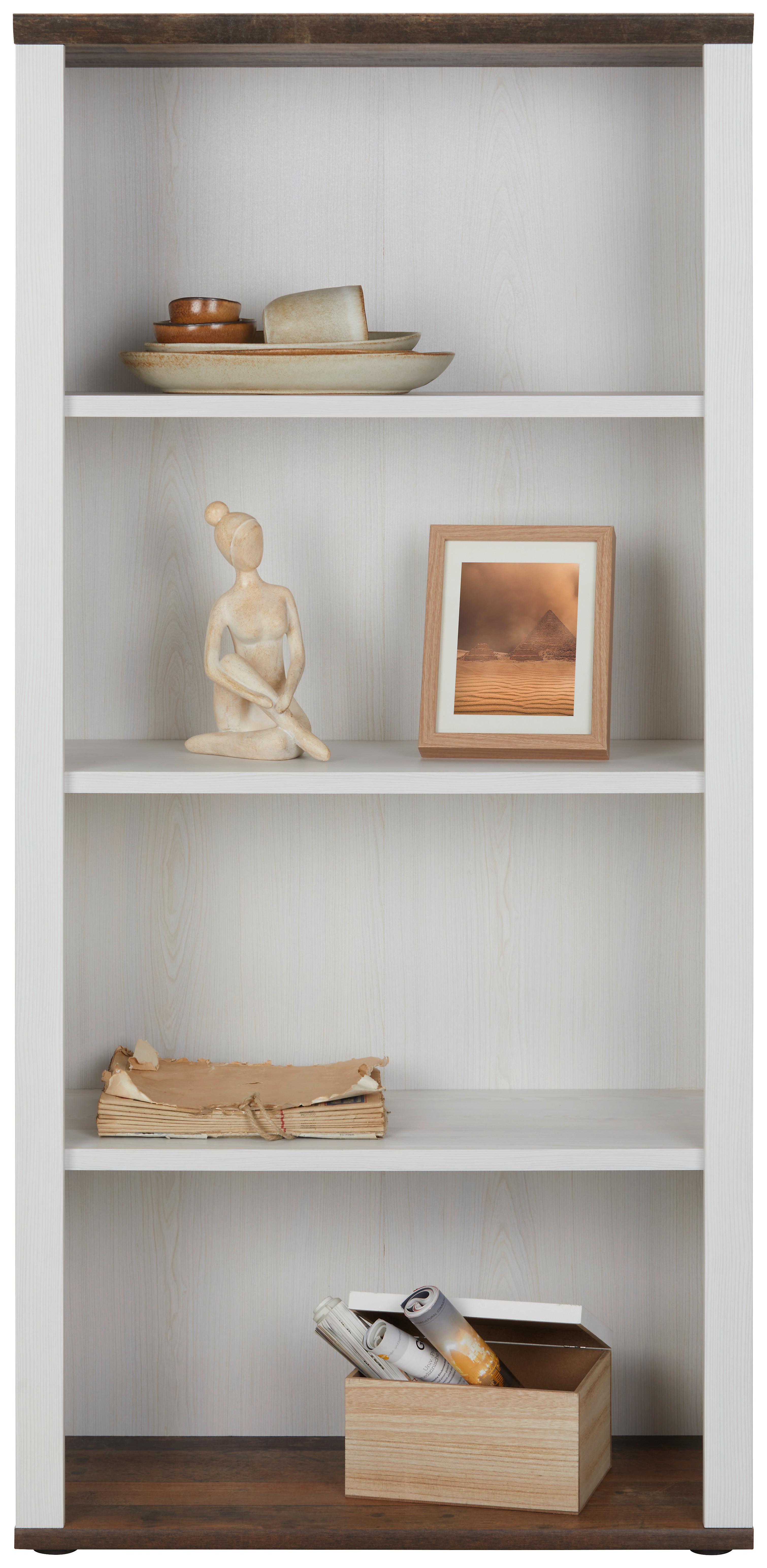 Regal in Weiss/Dunkelbraun - Weiss/Dunkelbraun, Romantik / Landhaus, Holzwerkstoff (76/163/38cm) - Zandiara