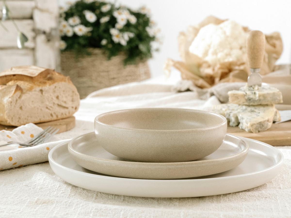 Jedilni Servis Uno Toscana, 12-Delni - krem barve/peščene barve, Basics, keramika - Creatable