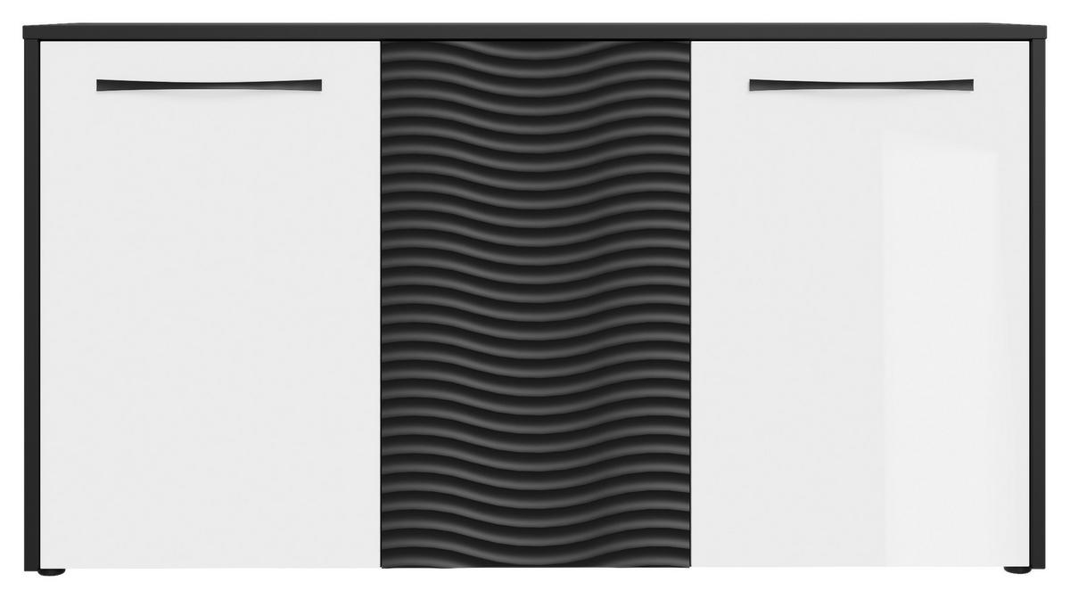 Komoda Karlshamn - bijela visoki sjaj/crna, Moderno, drvni materijal/metal (164,2/88,8/42cm) - Premium Living