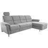 Wohnlandschaft Parole Grau Mikrofaser - Chromfarben/Grau, KONVENTIONELL, Textil/Metall (292/165cm) - Livetastic