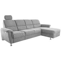 Wohnlandschaft Parole Grau Mikrofaser - Chromfarben/Grau, KONVENTIONELL, Textil/Metall (292/165cm) - Livetastic