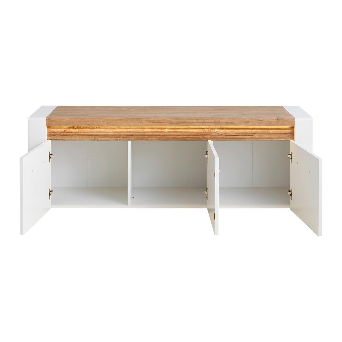 Tv Komoda Leonardo - bijela/boje hrasta, Moderno, drvni materijal/metal (160/56/45cm) - Modern Living