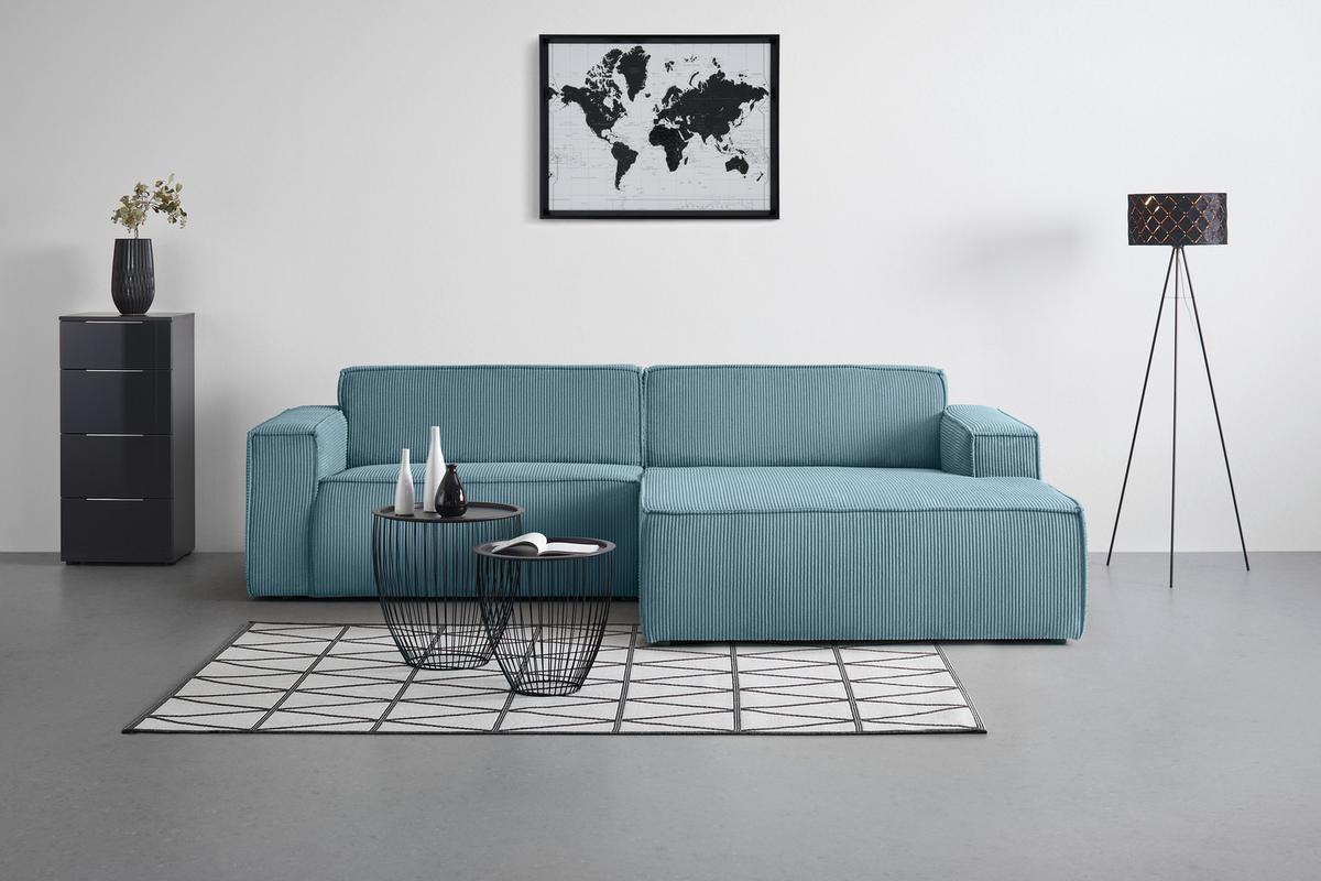 Wohnlandschaft Loft in Türkis - Türkis/Schwarz, MODERN, Kunststoff/Textil (265/75/172cm) - Mömax