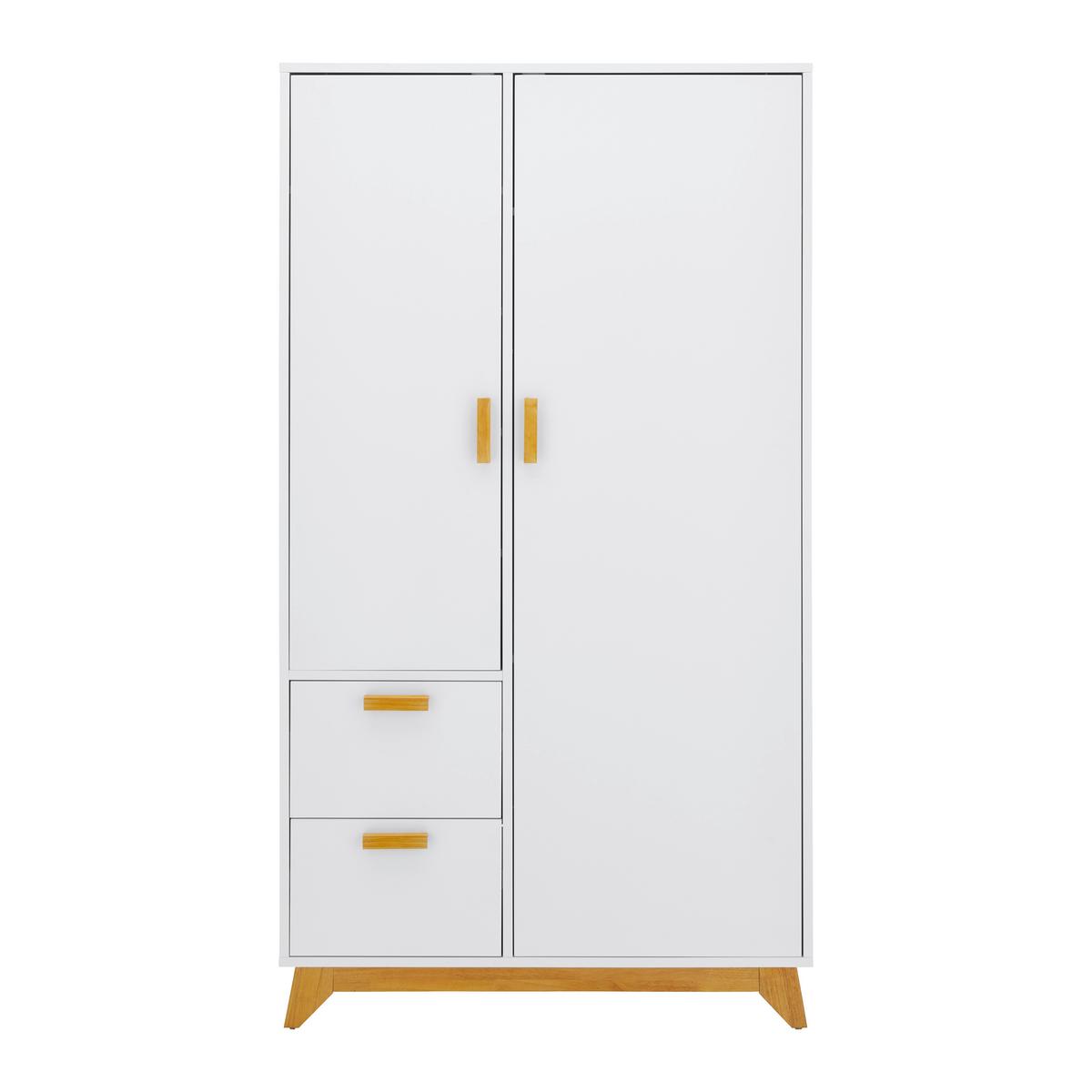 KLEIDERSCHRANK in weiß "Milan" - Weiss/Naturfarben, Modern, Holz (100/180/52cm) - Bessagi Home