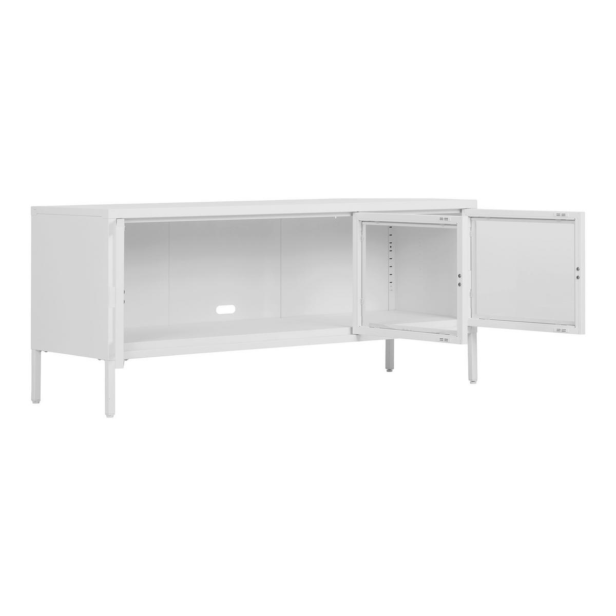 Lowboard Brisbane Weiß - Transparent/Weiß, Design, Glas/Metall (130/40/55cm) - MID.YOU