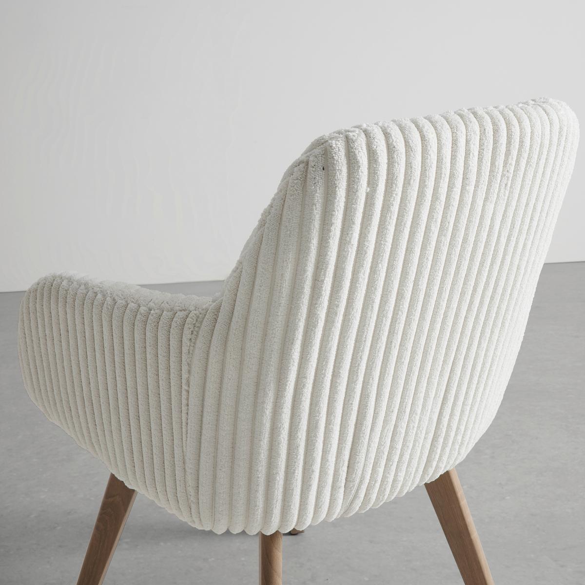 Armlehnstuhl Mattia Beige Feincord, Gepolstert - Eichefarben/Beige, MODERN, Holz/Textil (56/87/61cm) - Bessagi Home