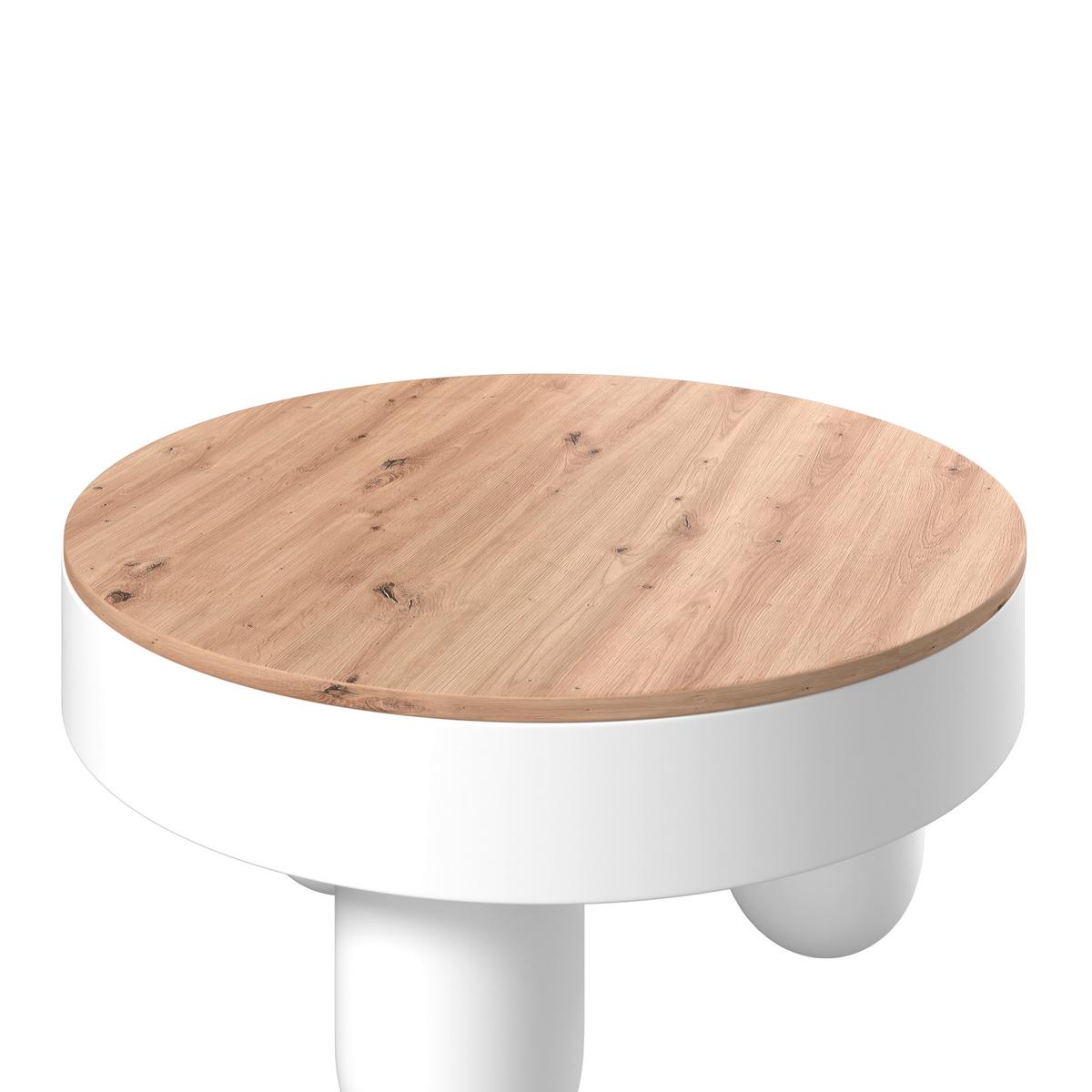 Klubska Miza Gabrielle, Bela, Barva Hrasta - barve hrasta/bela, Moderno, leseni material (80/80/42cm) - Bessagi Home