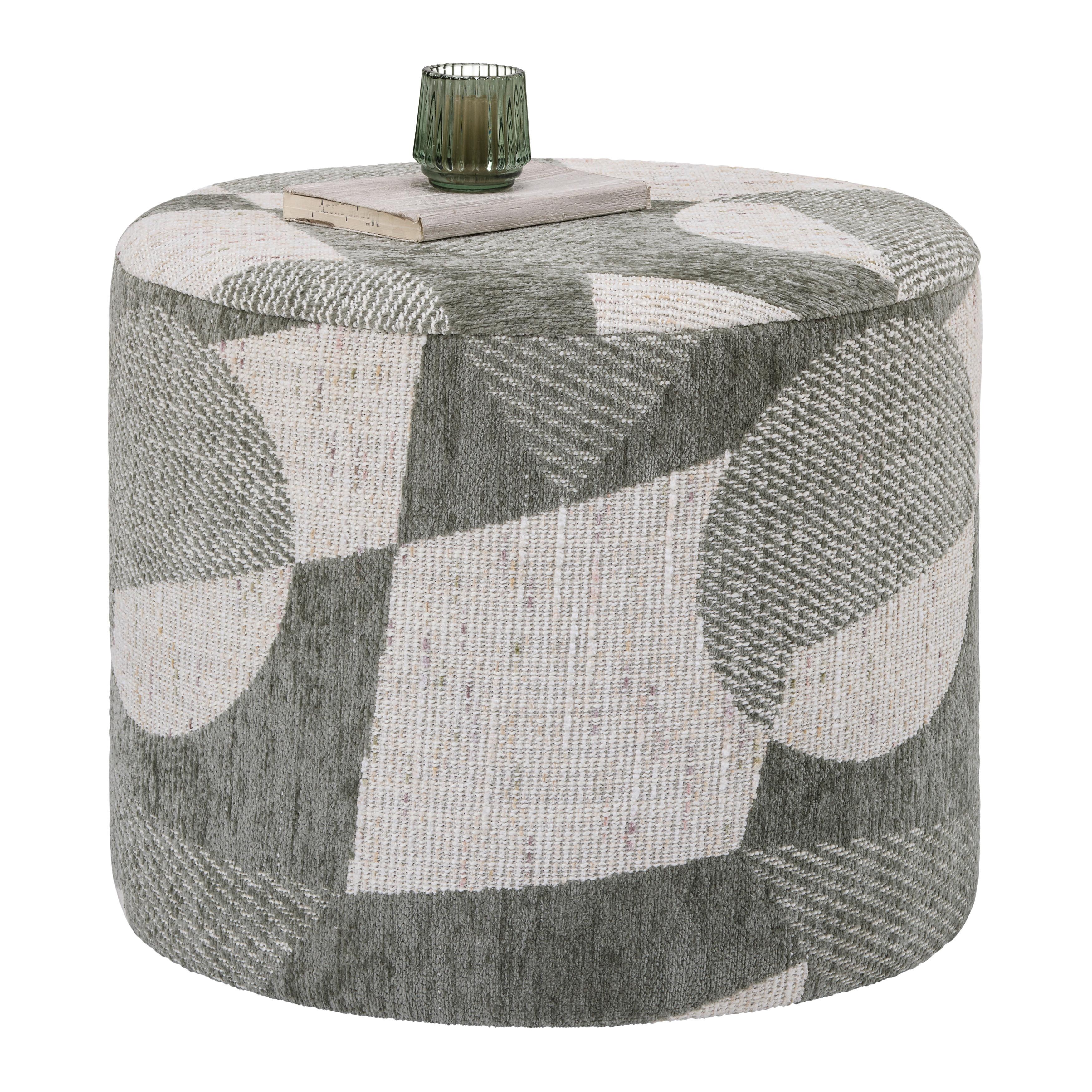 Hocker Marlon Graugrün - Weiß/Graugrün, LIFESTYLE, Holzwerkstoff/Textil (50/40/50cm) - Premium Living