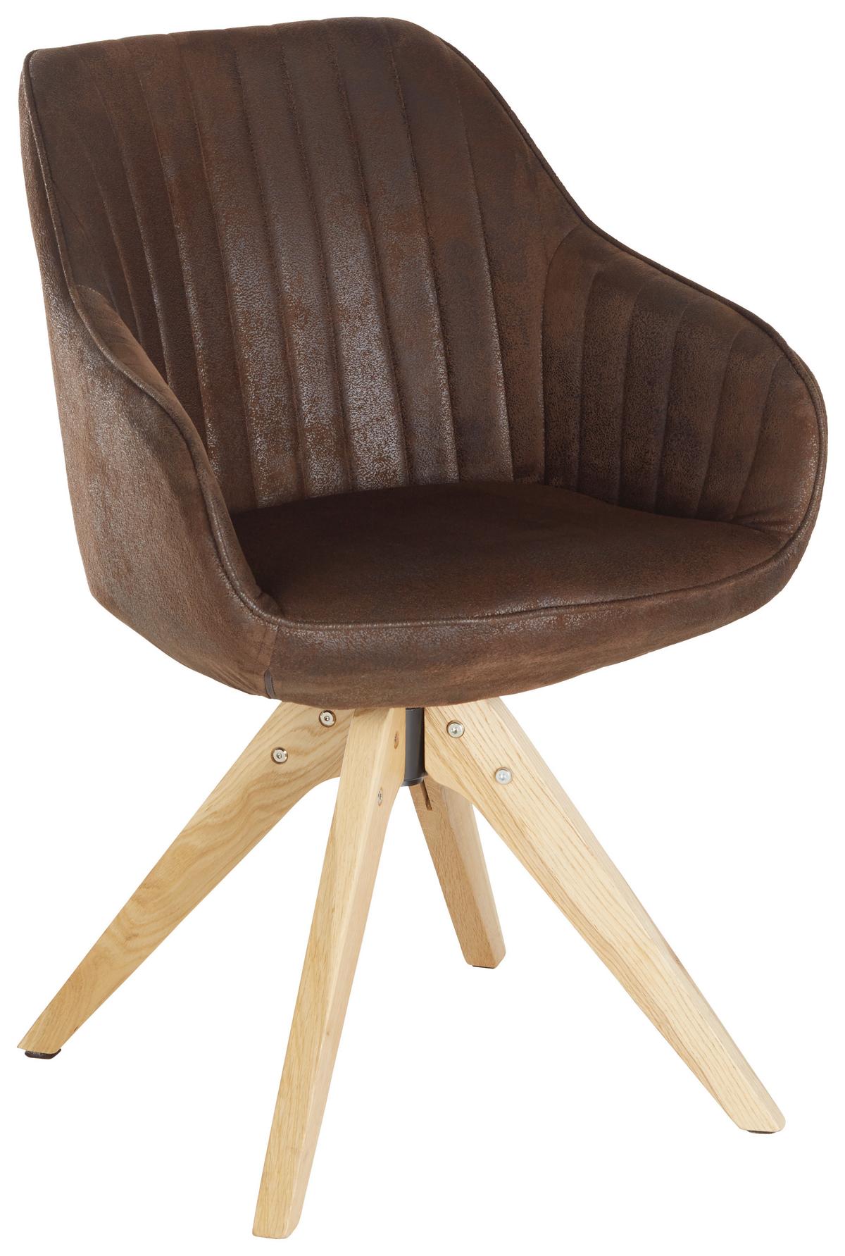 Armlehnstuhl in Dunkelbraun/Eiche - Eichefarben/Dunkelbraun, Holz/Textil (60/83/65cm) - Mömax