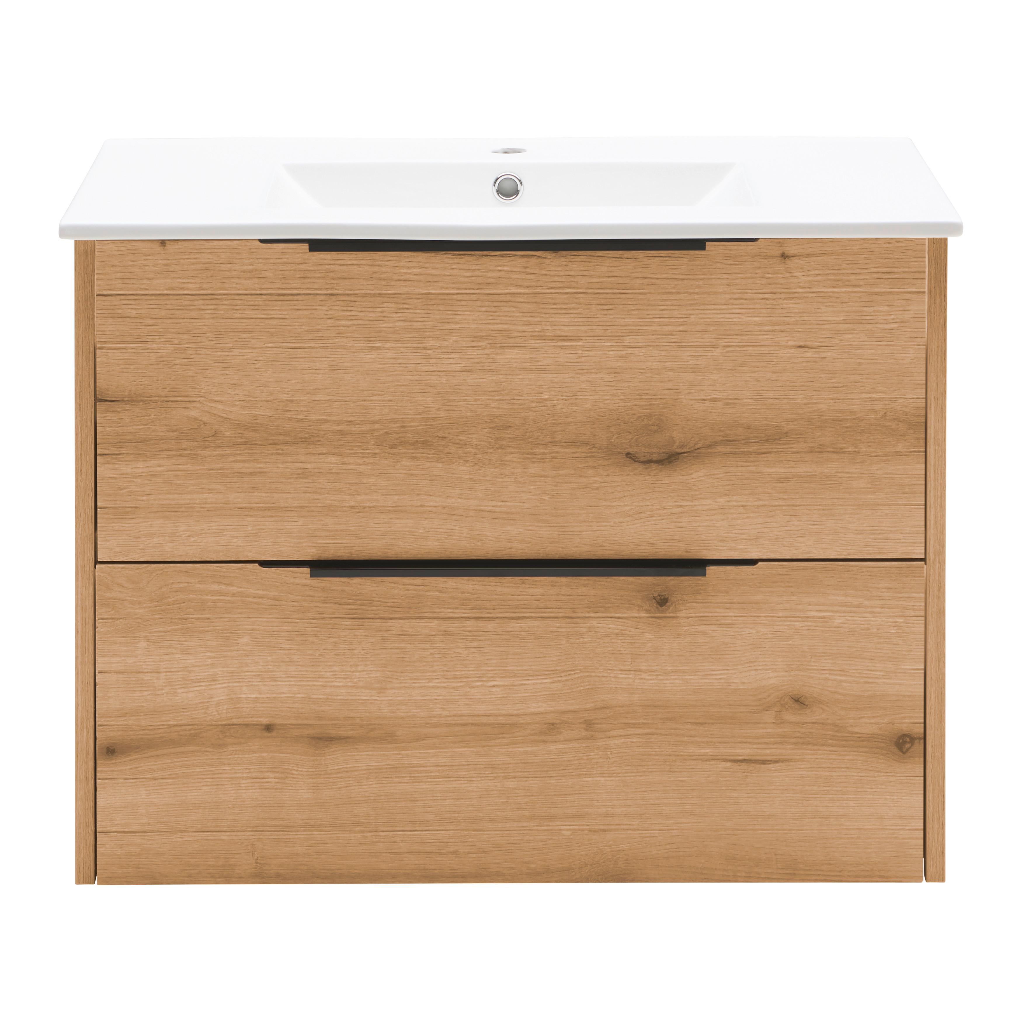 TVÄTTSTÄLL MED KOMMOD ARIS -EXKLUSIV- - svart/ekfärgad, Modern, metall/trämaterial (80/60/45cm) - Mömax