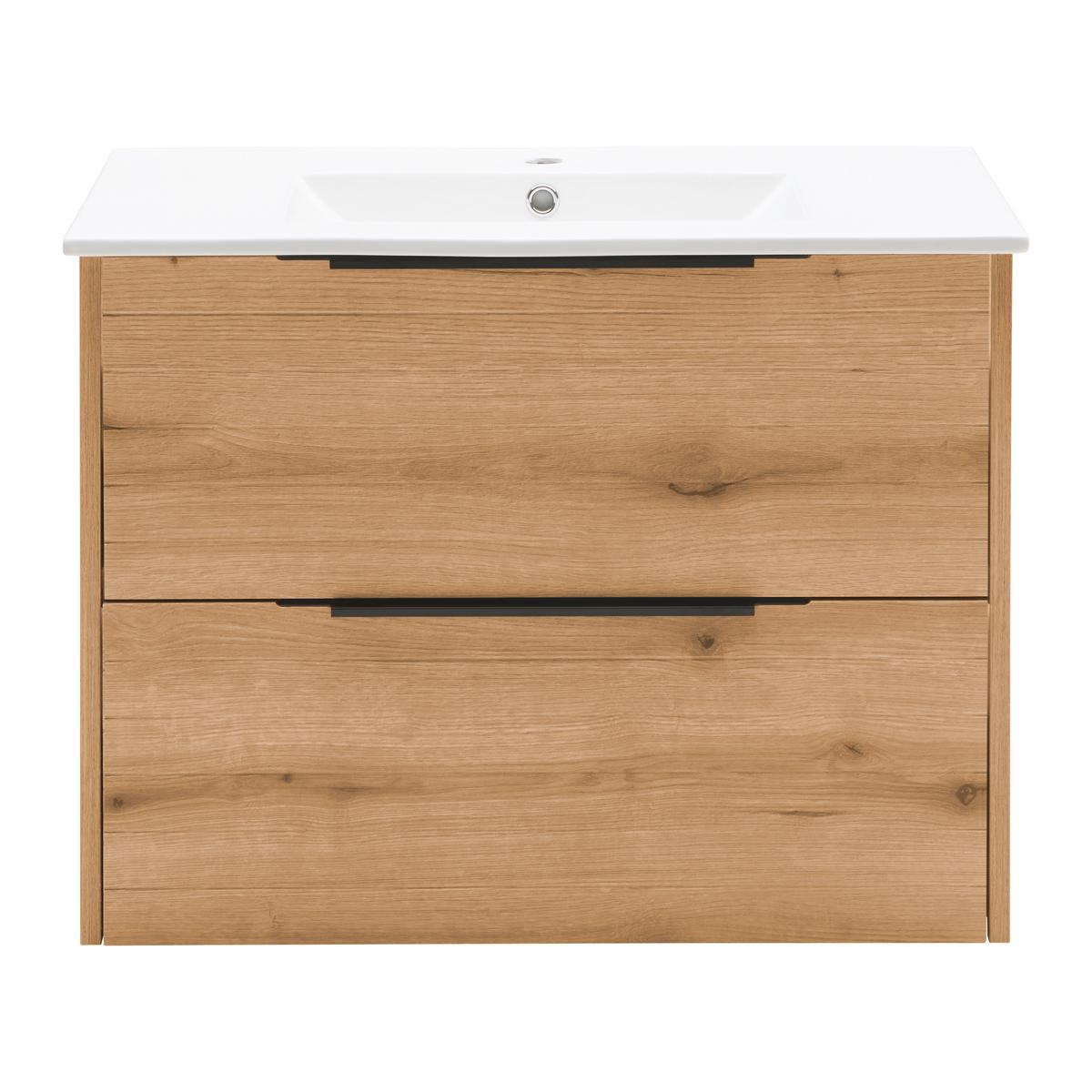 Waschtischkombi Aris Eichefarben - Eichefarben/Schwarz, MODERN, Keramik/Holzwerkstoff (80/60/45cm) - Mömax