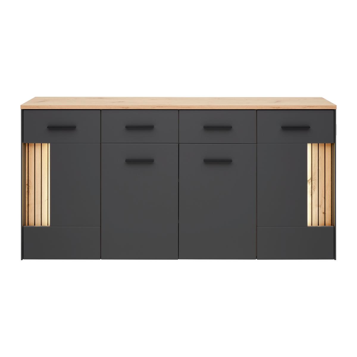Sideboard Alara Eiche/Anthrazit - Schwarz, MODERN, Holzwerkstoff/Kunststoff (170/87/40cm) - Mömax