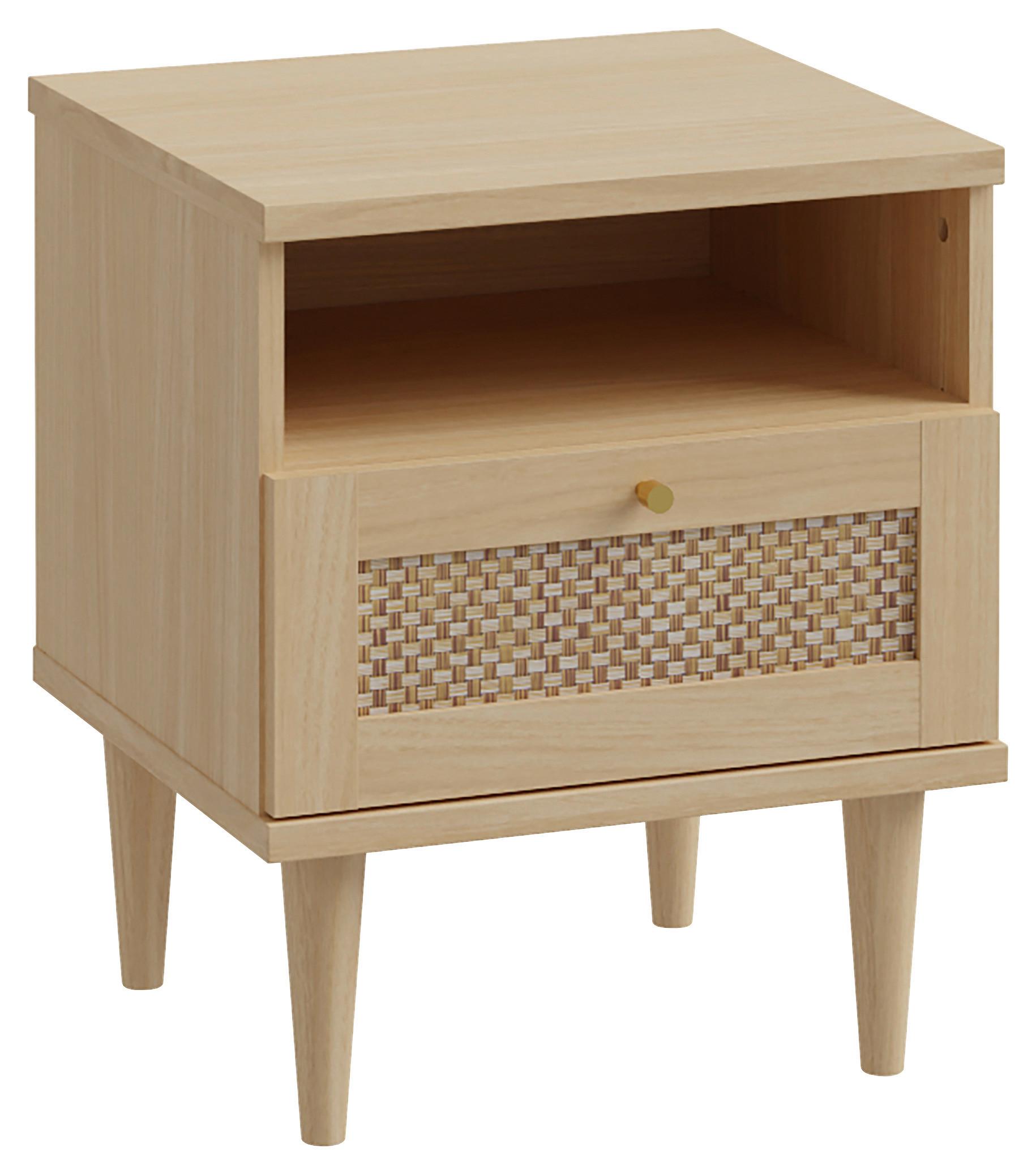 Noćni Ormarić Calasetta - boje hrasta/zlatne boje, Natur, drvni materijal/metal (45,4/54,4/41,4cm) - Zandiara