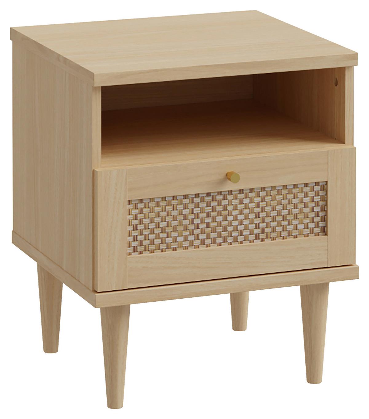 Noćni Ormarić Calasetta - boje hrasta/zlatne boje, Natur, drvni materijal/metal (45,4/54,4/41,4cm) - Zandiara