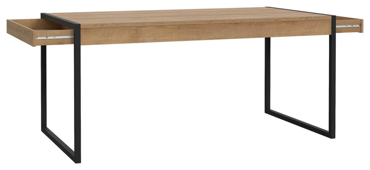 Étkezőasztal High Rock - tölgyfa színű/fekete, Design, faalapú anyag/fém (166/76,9/90,2cm) - Mömax