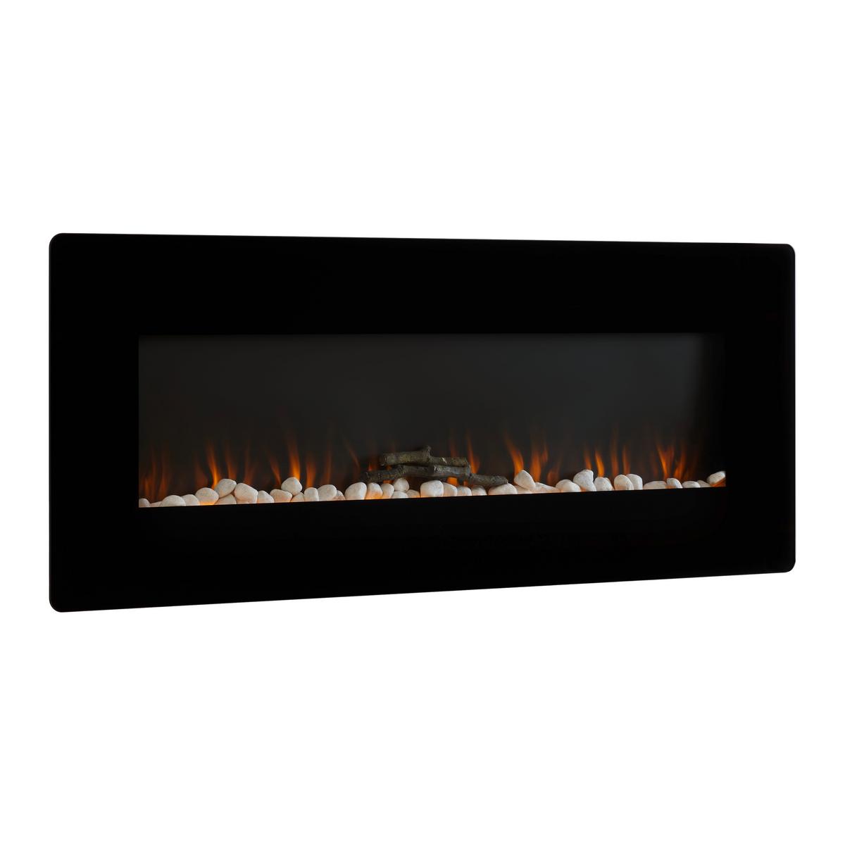 Elektrokamin Blaze Schwarz Wandmontage mit Fernbedienung - Schwarz, MODERN, Glas/Metall (127/50/10,5cm) - Premium Living