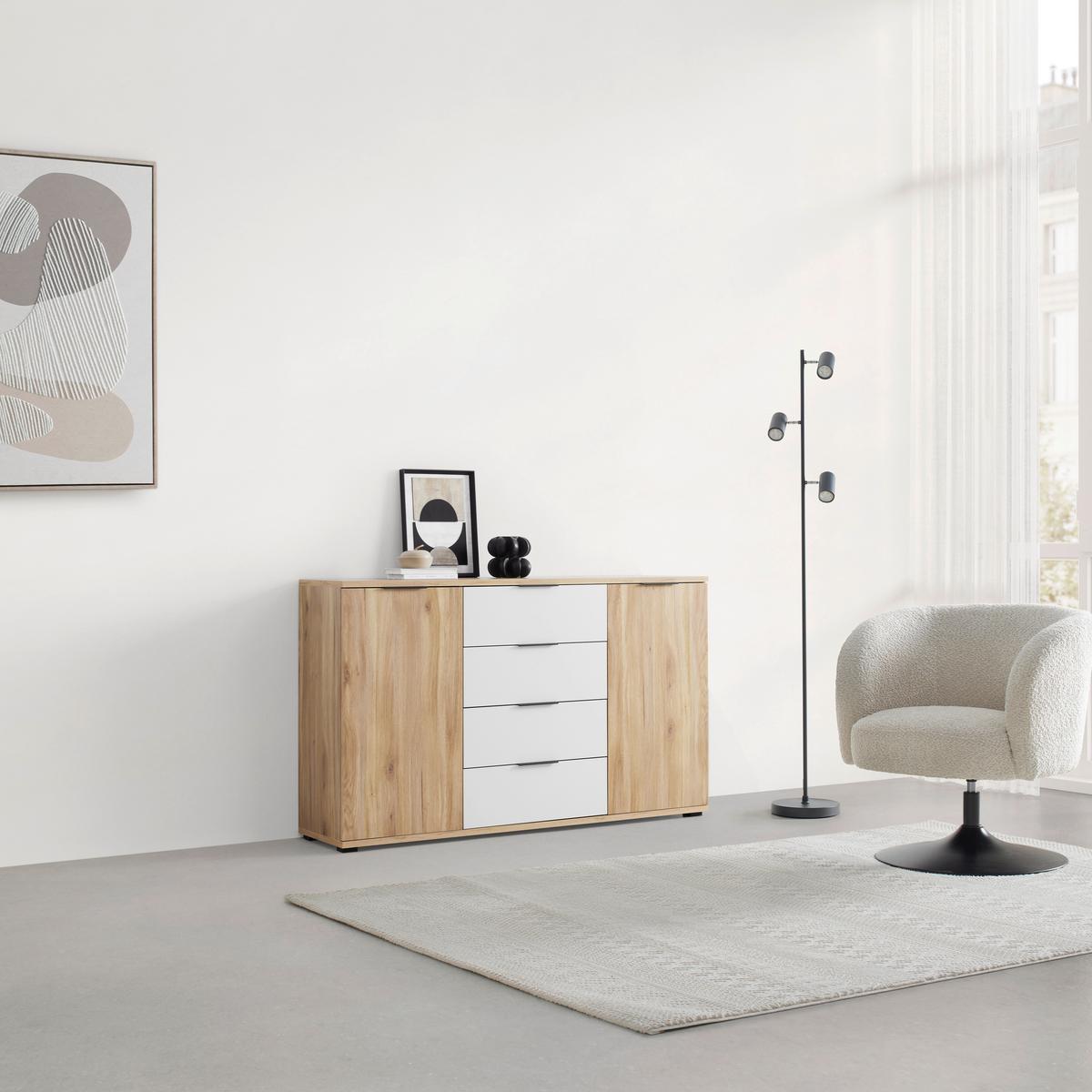 Kommode Rabina Eichefarben - Kaschmir/Eichefarben, Konventionell, Holzwerkstoff/Kunststoff (150/91/38cm) - Mömax