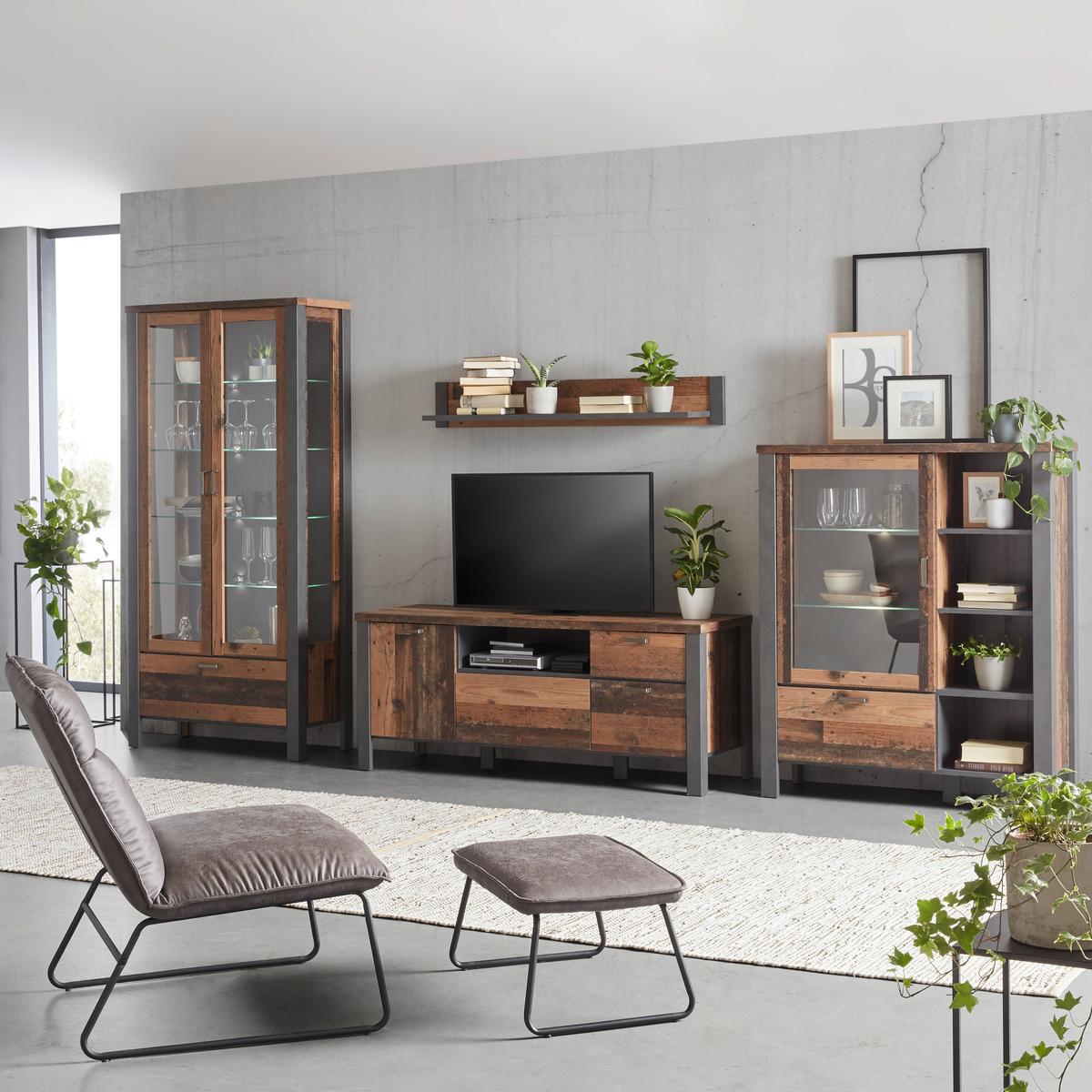 Vitrine Cardiff Braun - Braun, MODERN, Glas/Holzwerkstoff (94/194/40cm) - Mömax
