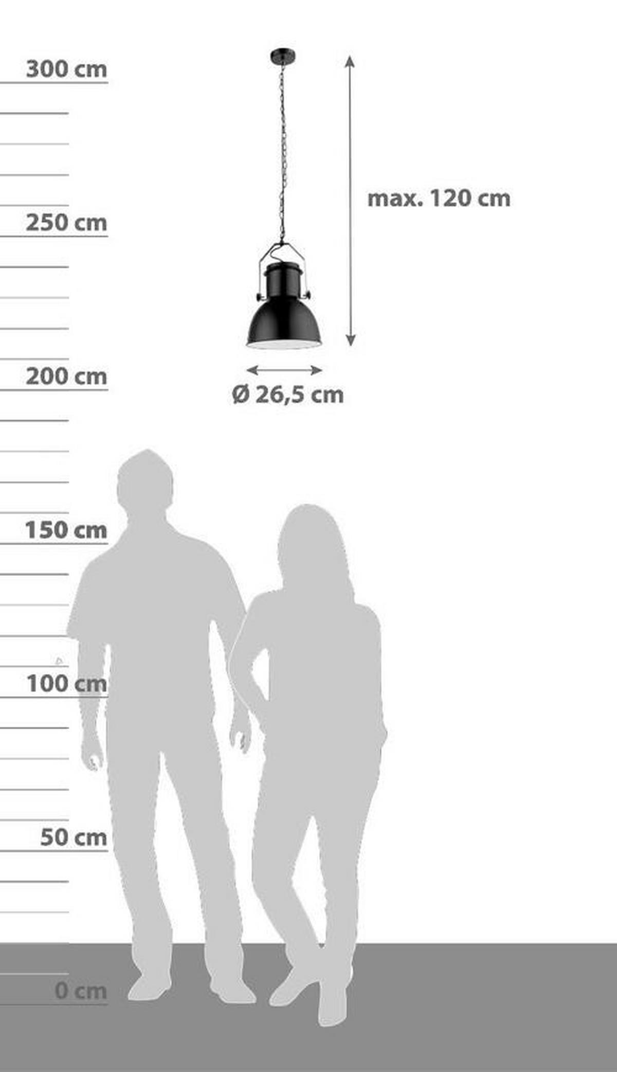 Hängeleuchte Kutum max. 40 Watt - Schwarz, Trend, Metall (26,5/120cm) - Globo