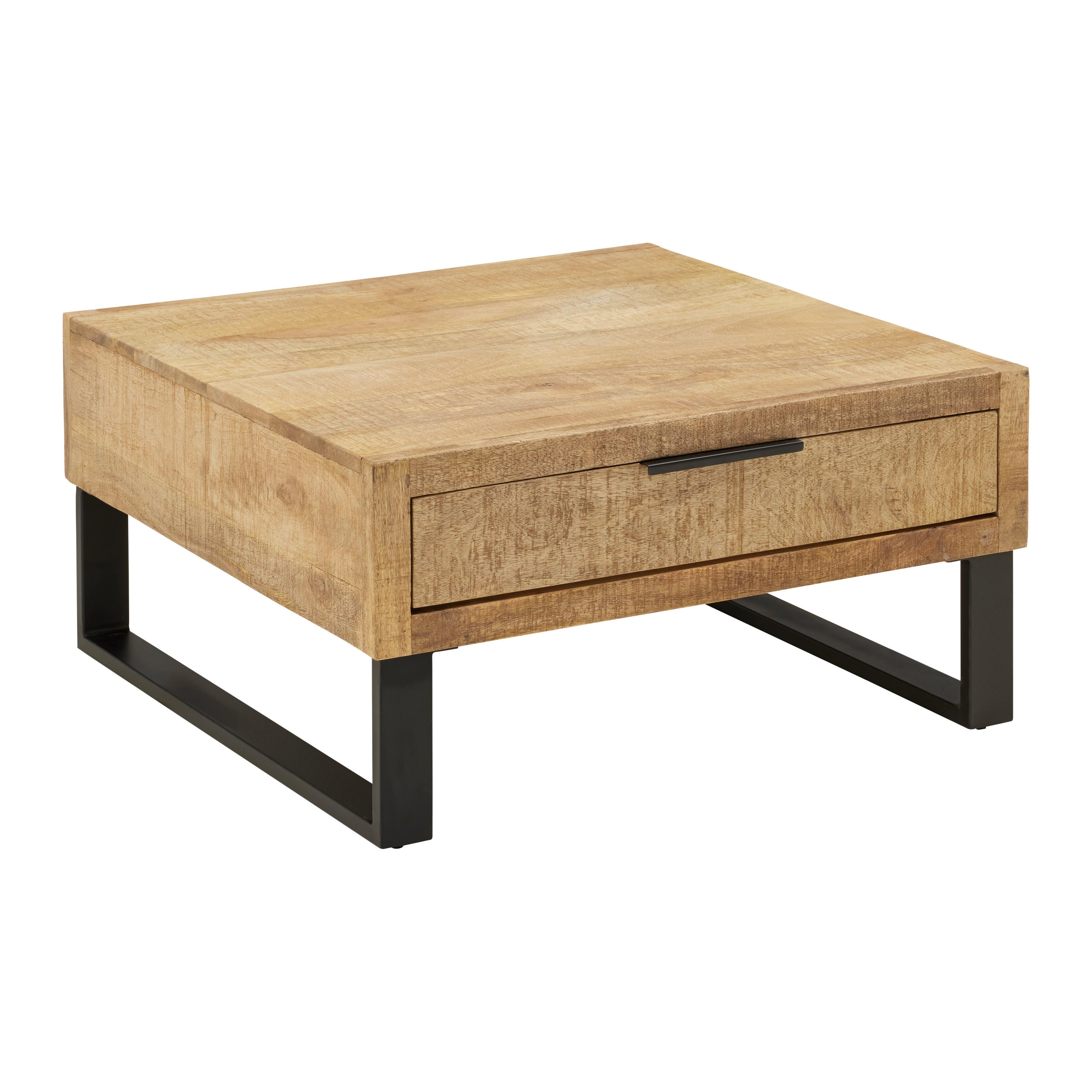 SOFFBORD EVEREST -EXKLUSIV- - svart/naturfärgad, Natur, metall/trä (80/80/40cm) - Mömax