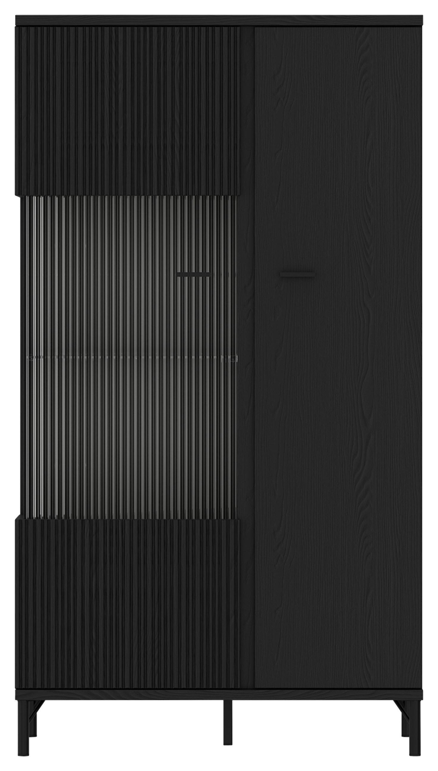 Vitrină LUSAKA - negru, Trend, sticlă/material pe bază de lemn (87/158/40cm) - Premium Living