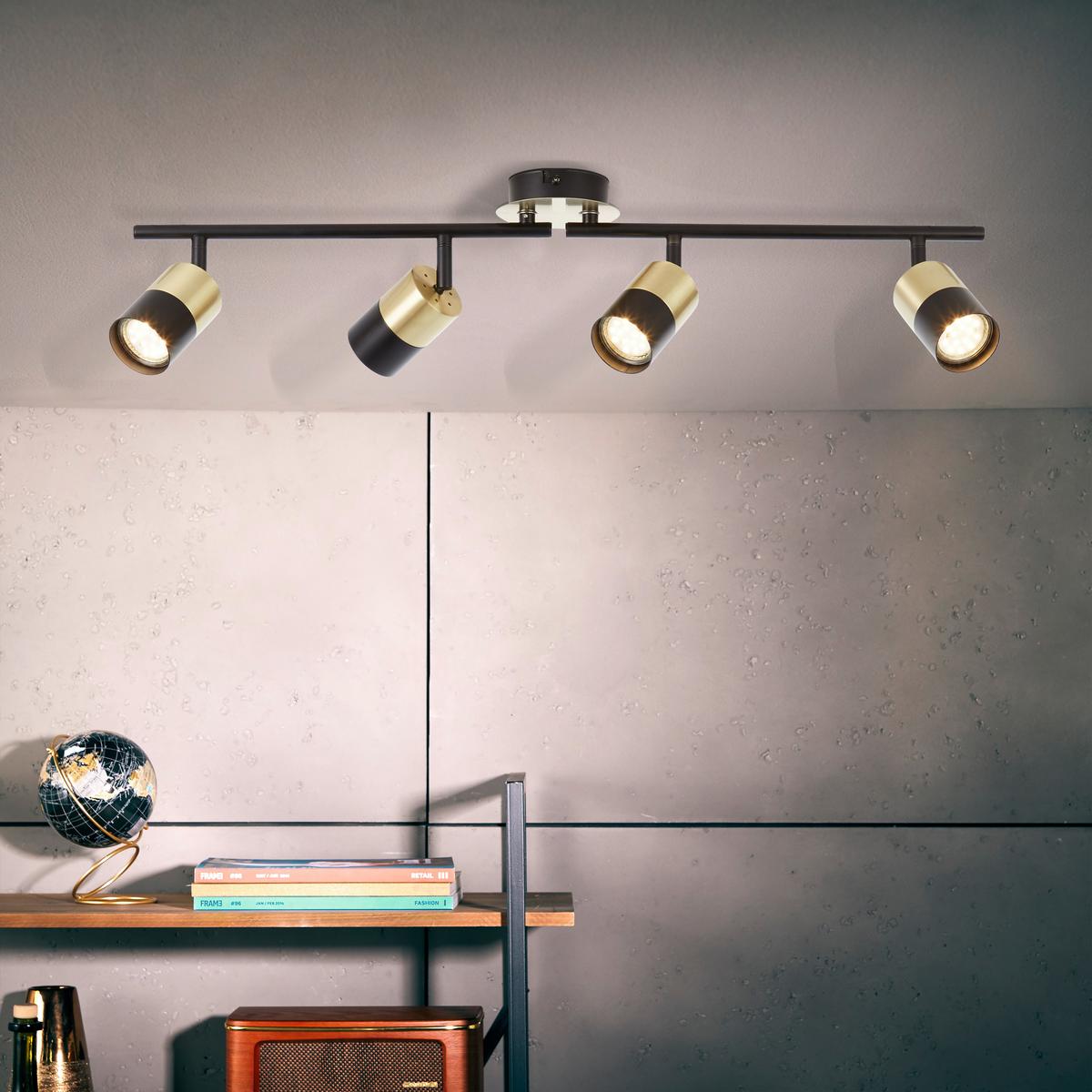 Deckenleuchte Maribel in Schwarz/Messing max. 5 Watt - Messingfarben/Schwarz, Design, Metall (76,5/16,8/18cm) - Brilliant