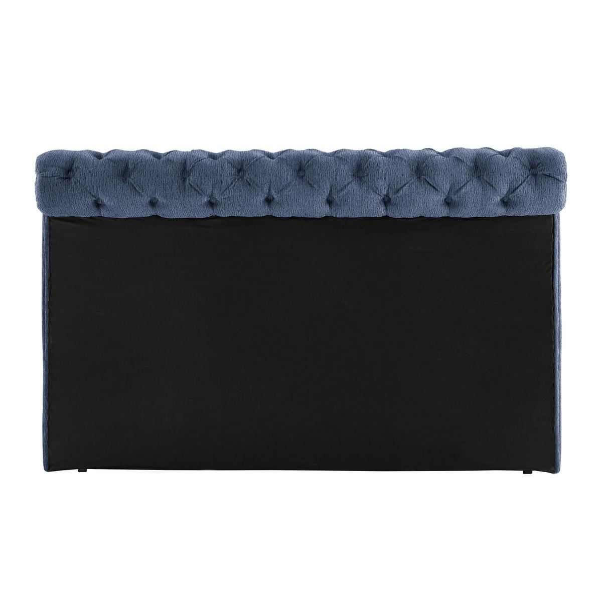 Boxspringbett Queen in Dunkelblau ca. 180x200cm - Chromfarben/Goldfarben, Konventionell, Textil (180/200cm) - Premium Living