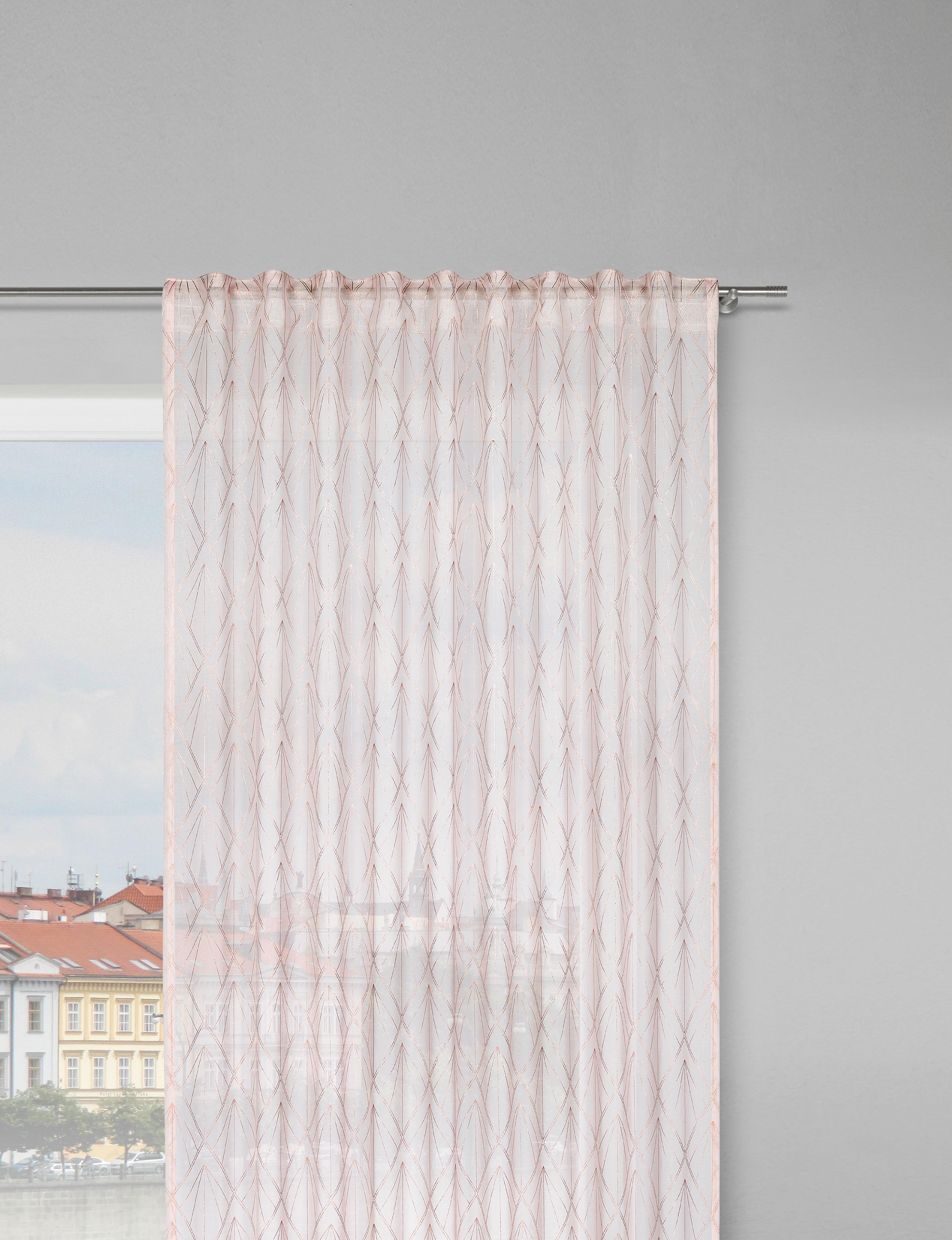 Fertigvorhang Esther Rosa ca. 135x245cm - Roségold/Rosa, Romantik / Landhaus, Textil (135/245cm) - Modern Living
