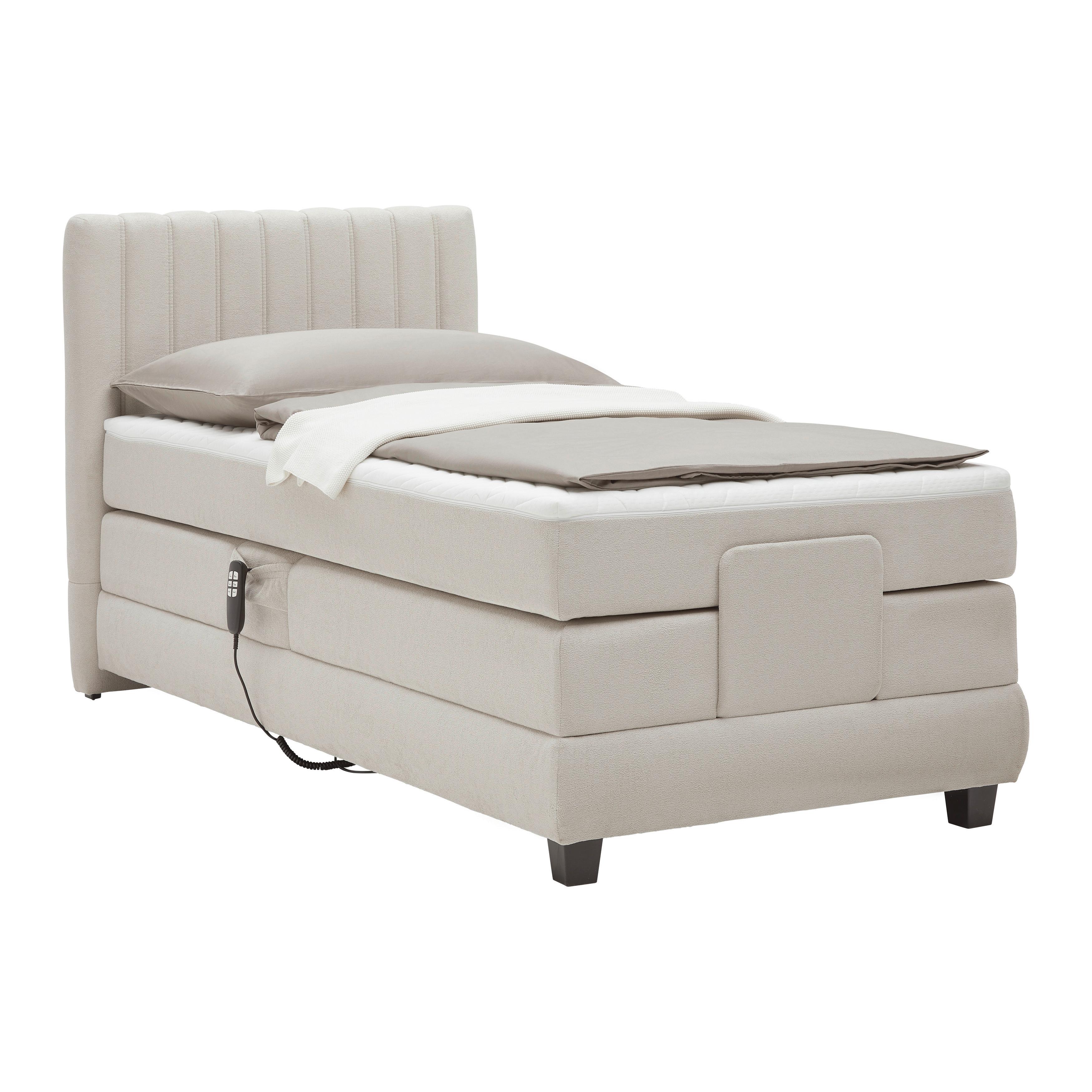 Boxspringbett Dixon Beige ca. 90x200cm - Beige/Schwarz, Konventionell, Holz/Holzwerkstoff (90/200cm) - Premium Living