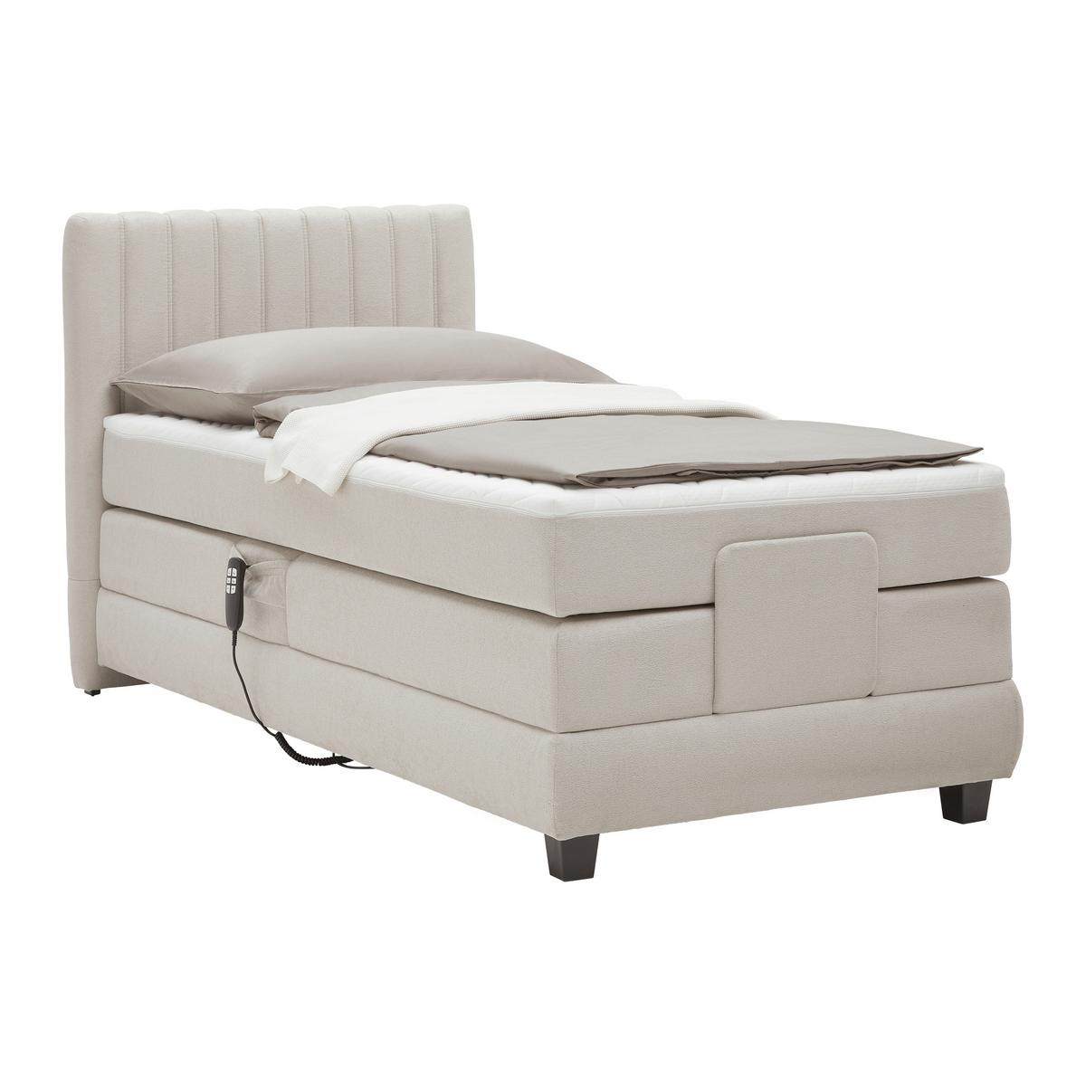 Boxspringbett Dixon Beige ca. 90x200cm - Beige/Schwarz, KONVENTIONELL, Holz/Holzwerkstoff (90/200cm) - Premium Living