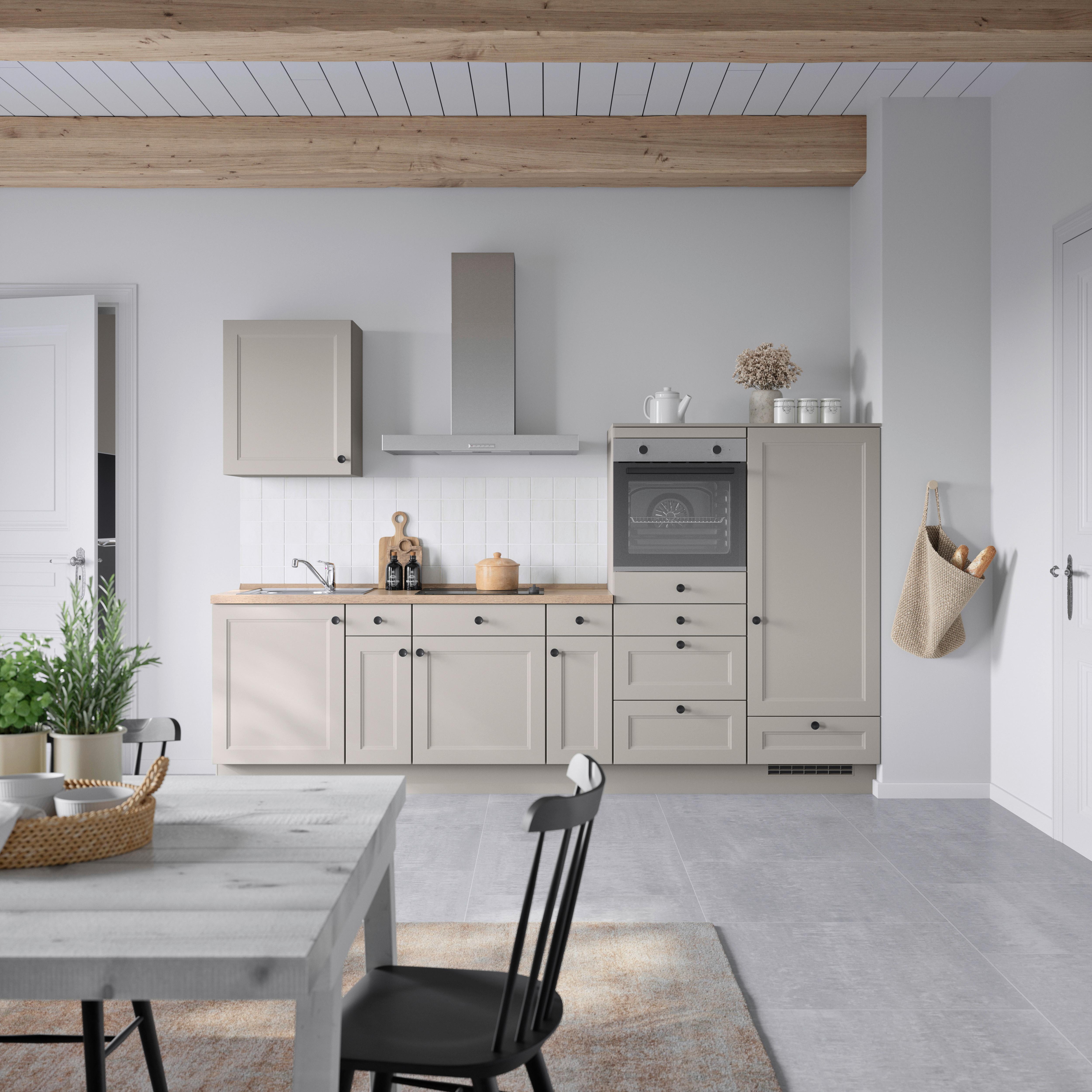 Küchenblock Cascada Low m. Geräten Grau - Eiche dunkel/Schwarz, MODERN, Holzwerkstoff/Metall (300cm) - Nobilia