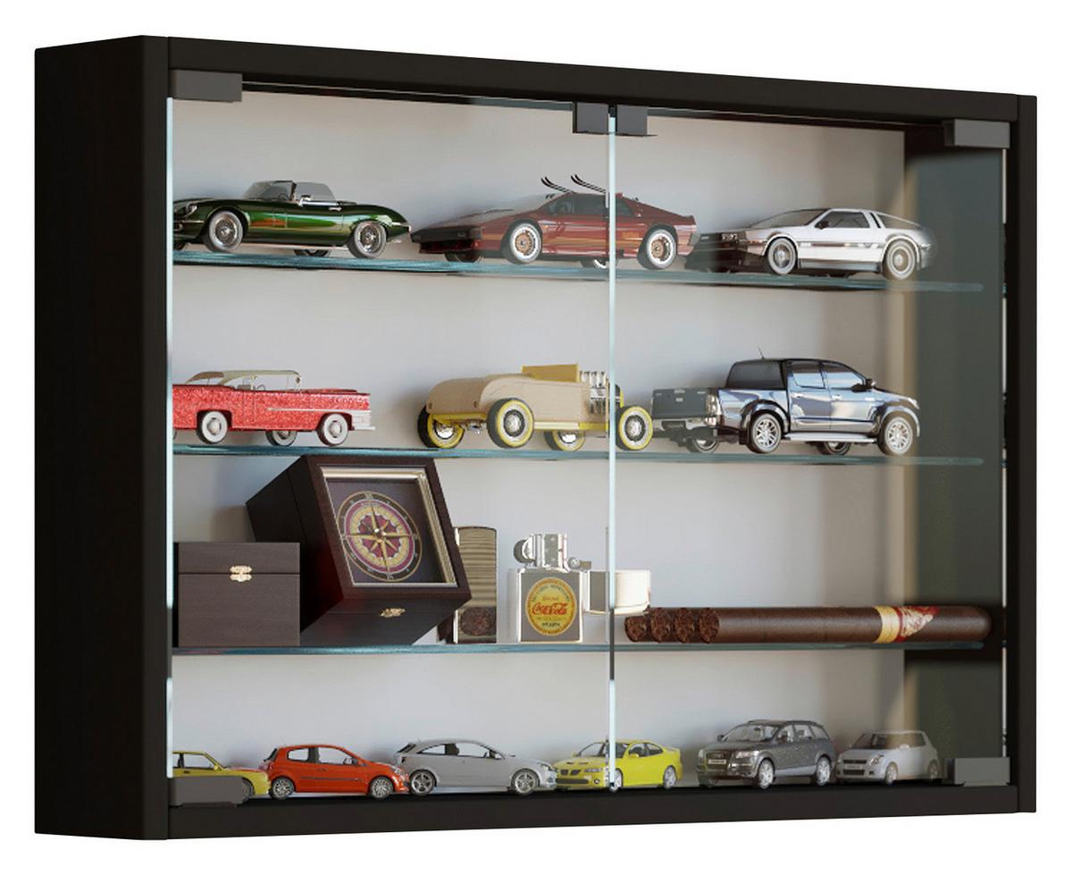 Hängevitrine Mandosa M ca. 60x40x10 cm Schwarz - Transparent/Schwarz, KONVENTIONELL, Glas/Holzwerkstoff (60/40/10cm) - MID.YOU