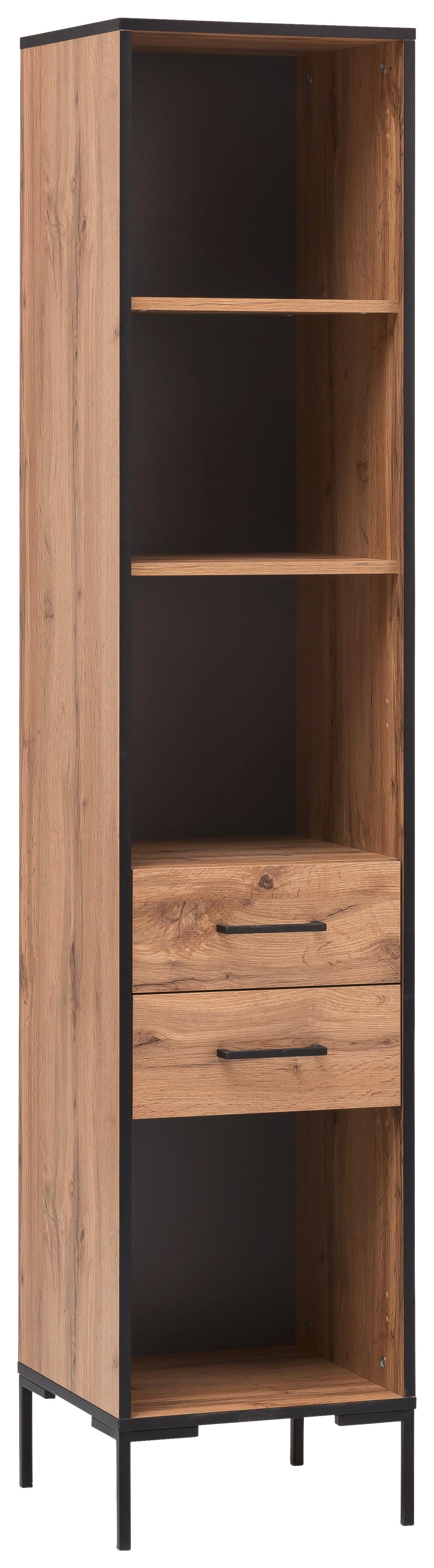 Standregal "Serie 2000" , eiche - Eichefarben/Schwarz, KONVENTIONELL, Holzwerkstoff/Metall (40,2/194,2/39cm) - MID.YOU