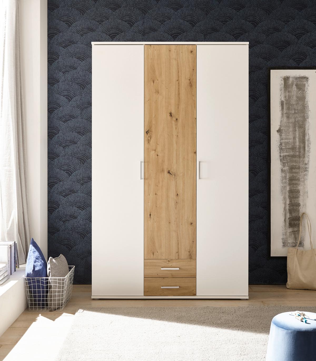 Ruhásszekrény Marburg - alumíniumszínű/Artisan tölgy, Konventionell, műanyag/faalapú anyag (119,6/196,3/53,5cm) - Based