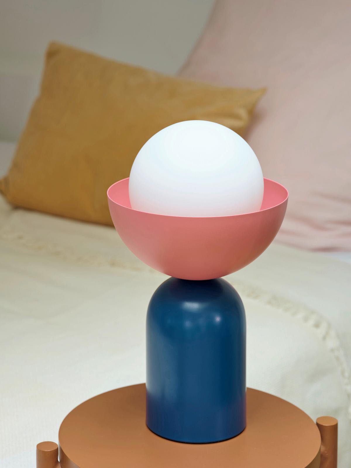 LAMPA STOŁOWA DECOR BOWL TABLE E14 BL - różowy/niebieski, Basics, metal/szkło (20/36,5cm) - Osram