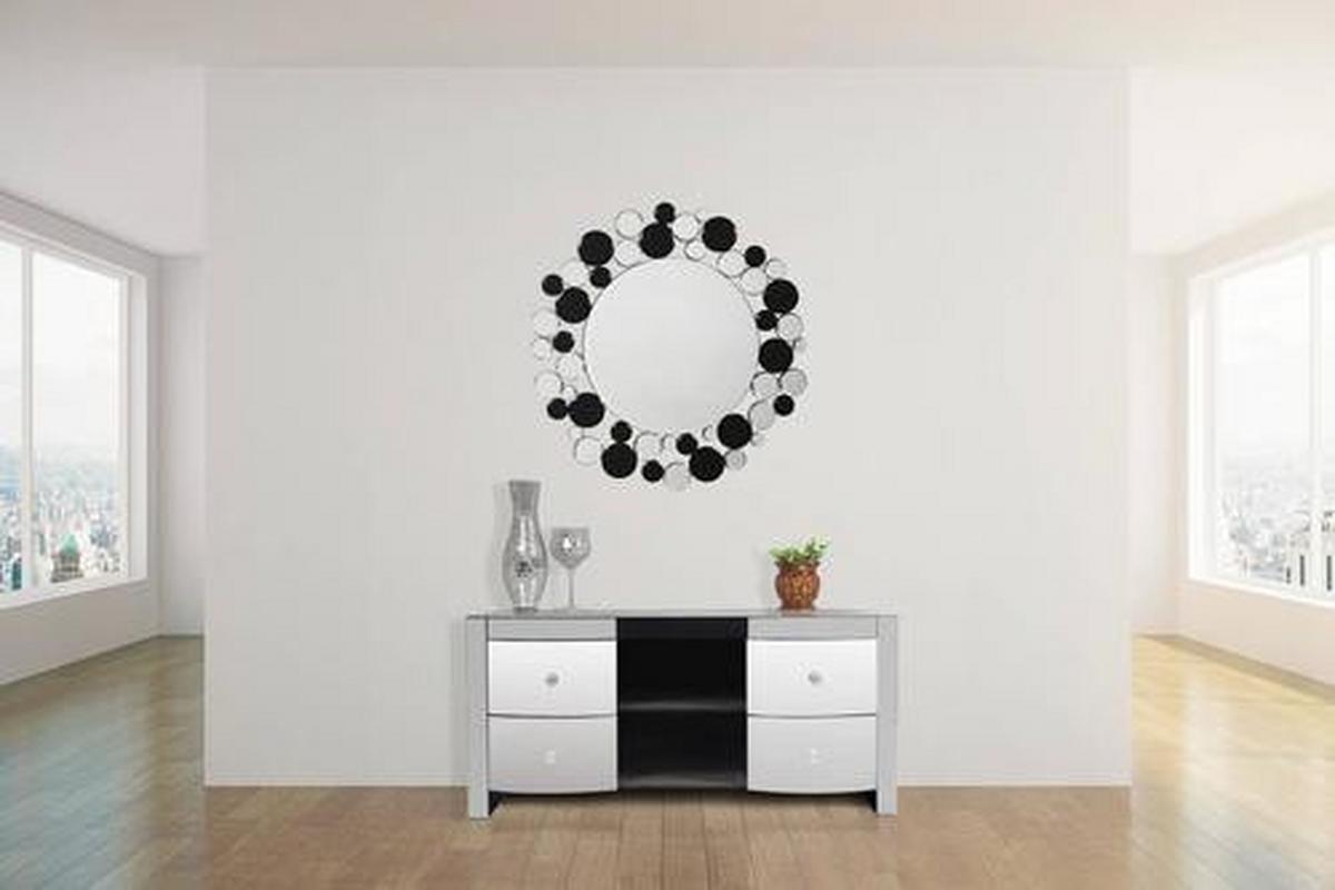 Wandspiegel Bubble Silber/Schwarz - Silberfarben/Schwarz, Basics, Glas/Metall (80/80/5cm) - Kayoom