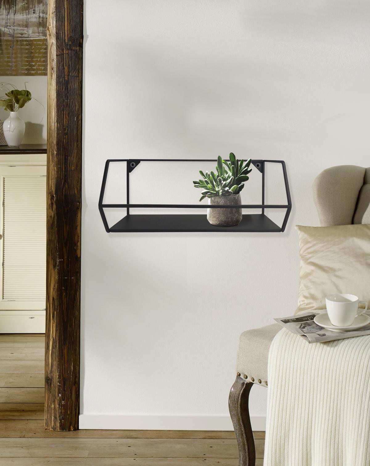 REGAŁ ŚCIENNY NORA - czarny, Trend, metal (40/16/16cm) - Landscape