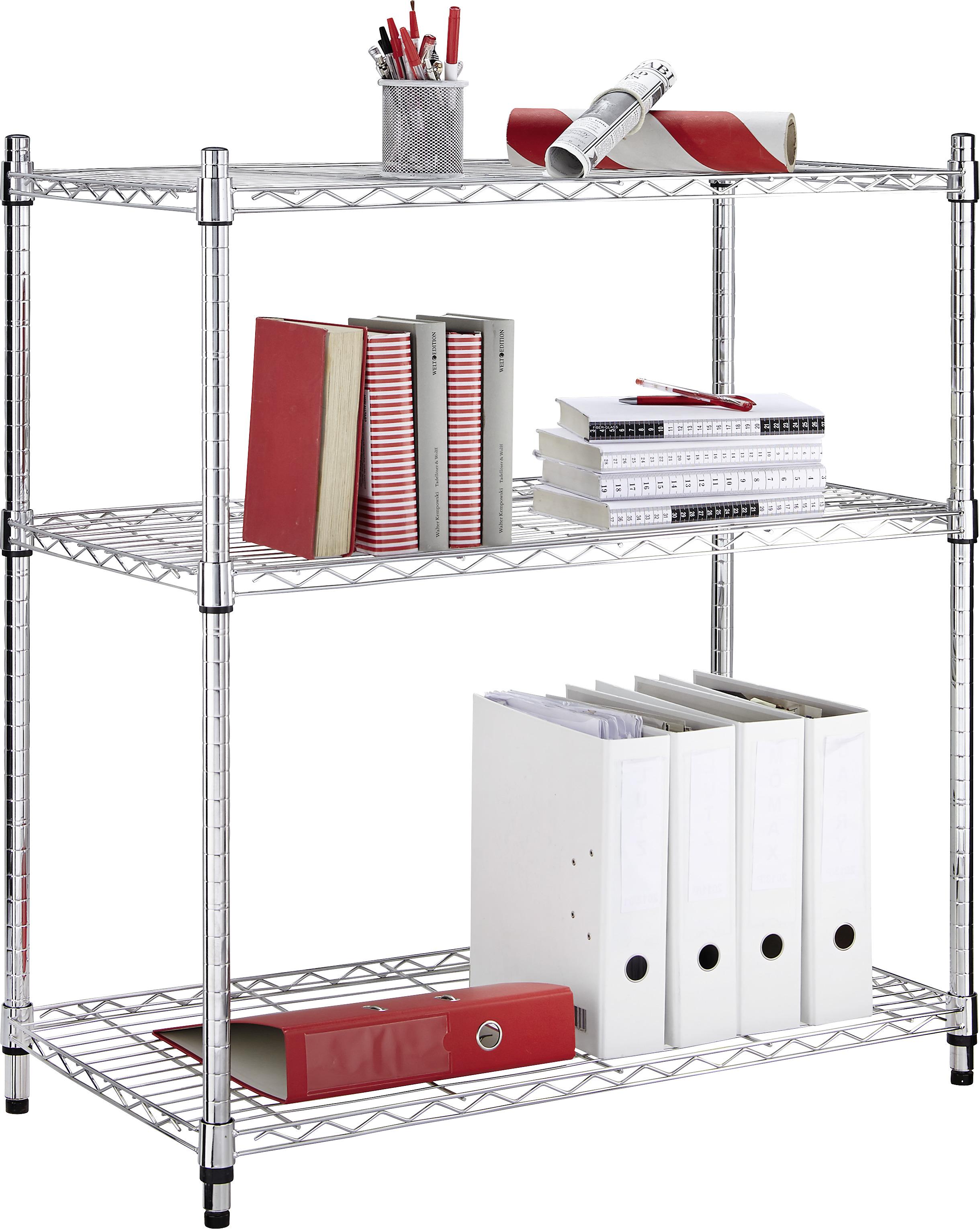 Regal Chromfarben, 3 Ablagen - Chromfarben, Konventionell, Kunststoff/Metall (91/99/46cm) - Mömax