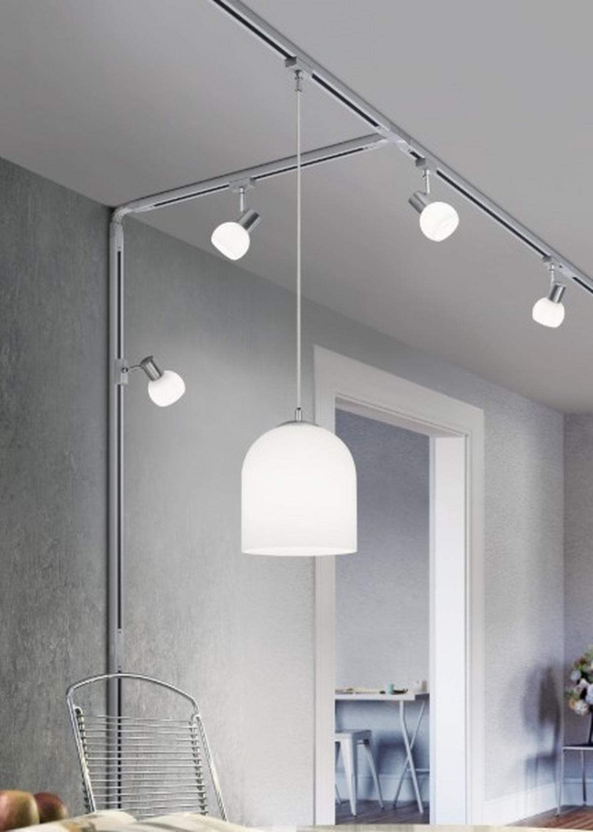 Schienensystem-Hängeleuchte Ontario Weiß max. 25 Watt - Basics, Glas (20/180cm) - Trio Leuchten