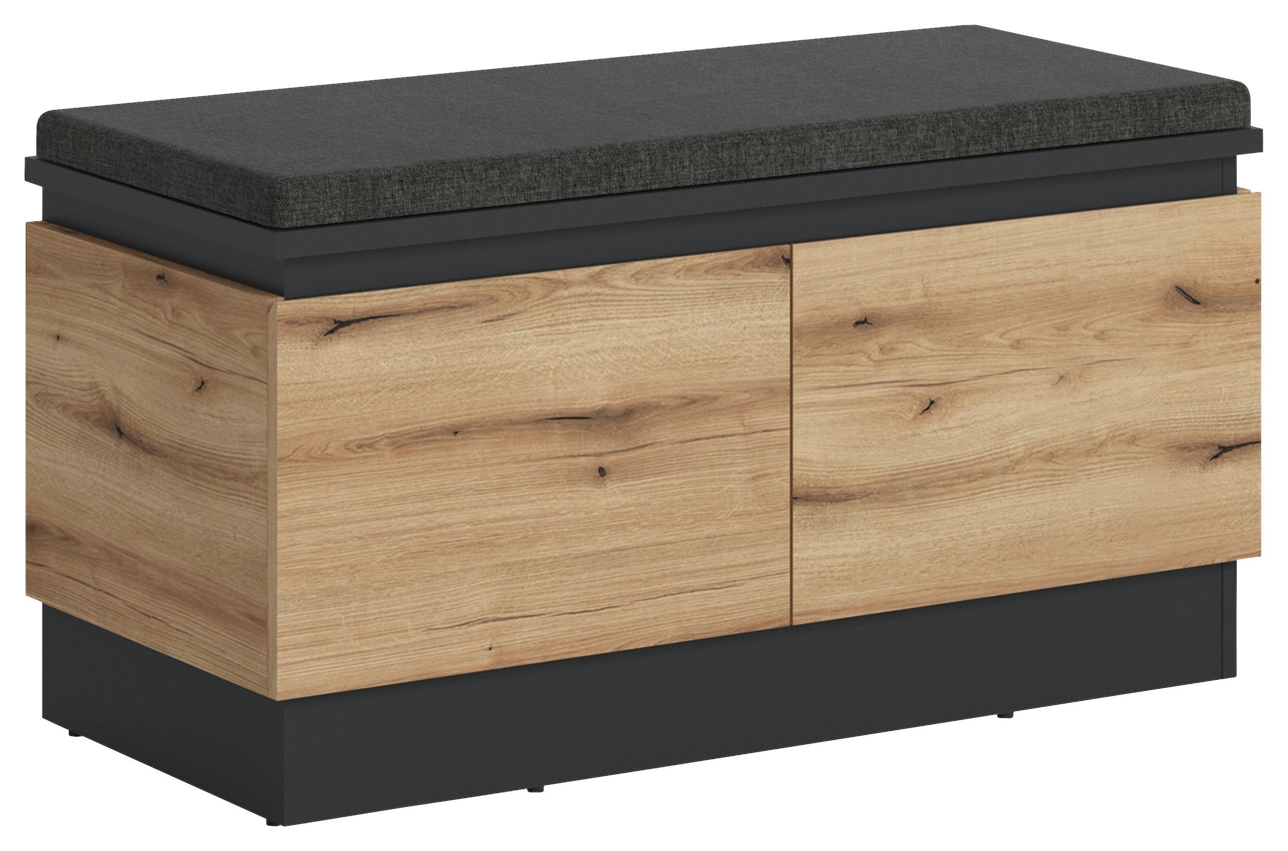 Bancă pentru hol CORTE - culoare lemn stejar/gri, Trend, material pe bază de lemn (100,6/53,8/45cm) - Modern Living