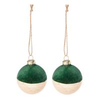 Christbaumkugel-Set Natalya in Grün, 2 Stück - Grün, Glas/Textil (6cm) - Modern Living