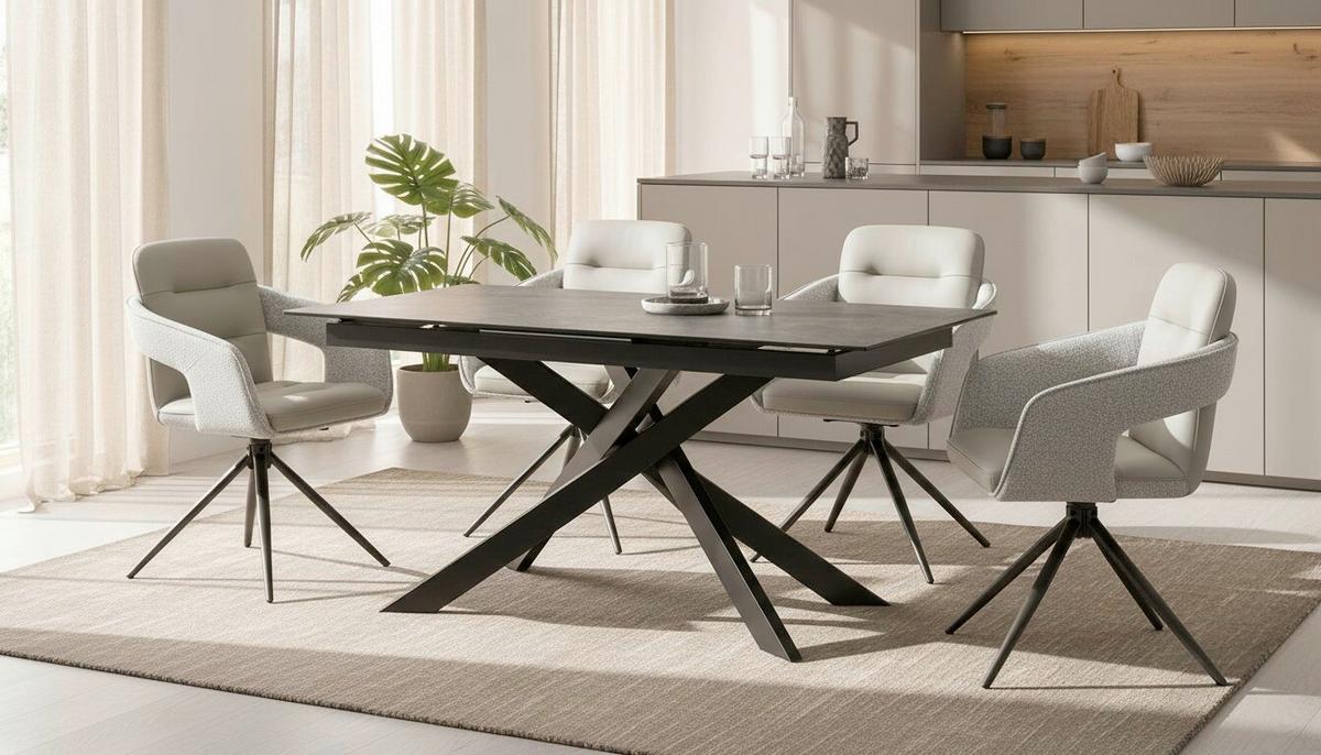 Raztegljiva Miza Lotus, Temno Siva, 168-210x90 - siva/črna, Moderno, kovina/steklo (168-210/90/76cm) - P & B