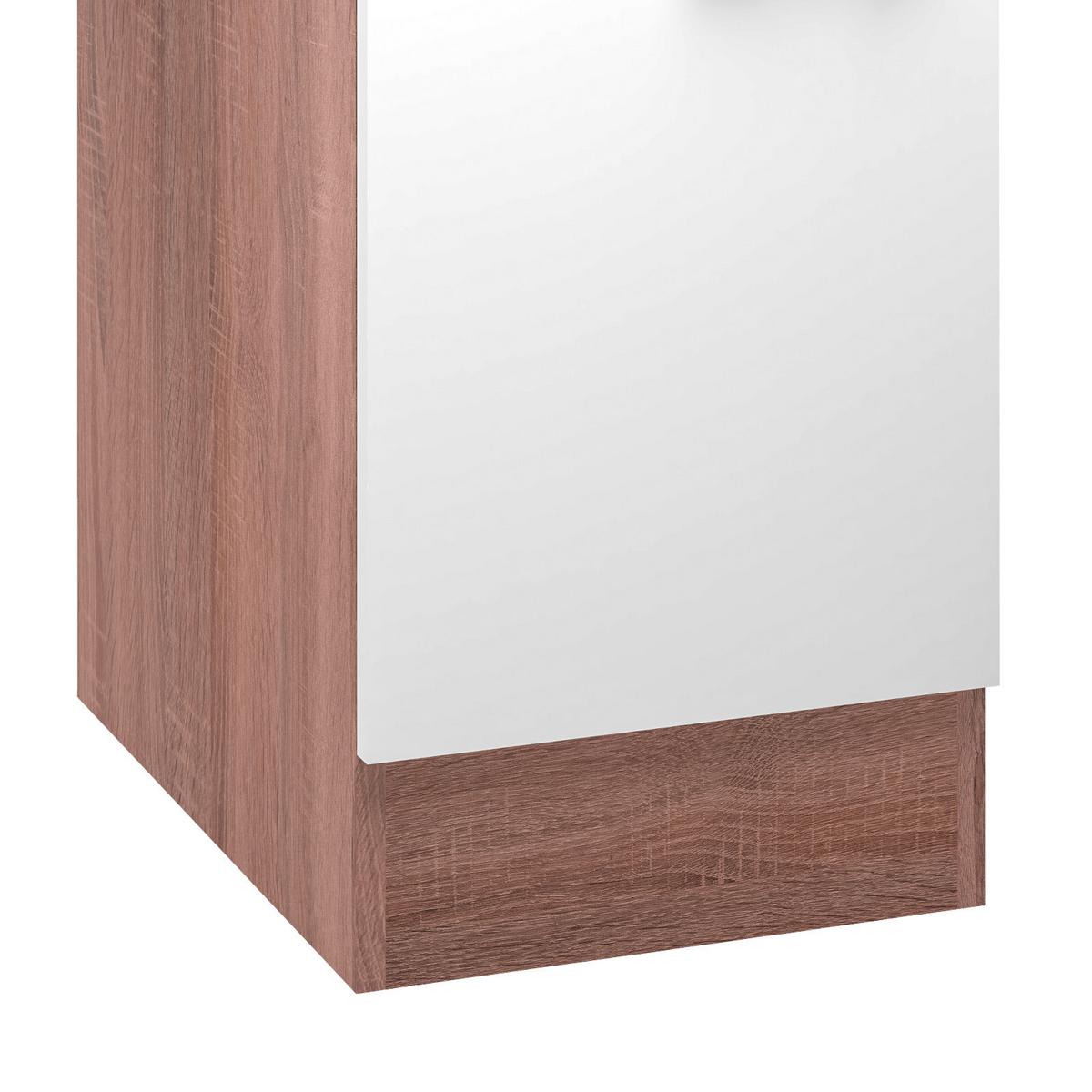 Kuhinjska Spodnja Omarica Samoa, Bela, Barva Hrasta - bela/barve aluminija, Konvencionalno, umetna masa/leseni material (40/85/57cm)