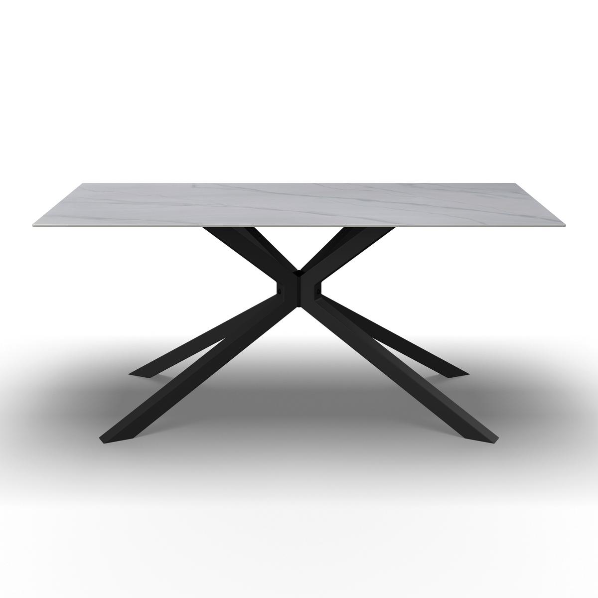 Jedilna Miza Livan, Bela, 180x90 - črna/bela, Moderno, kamen/kovina (180/76/90cm) - Bessagi Home