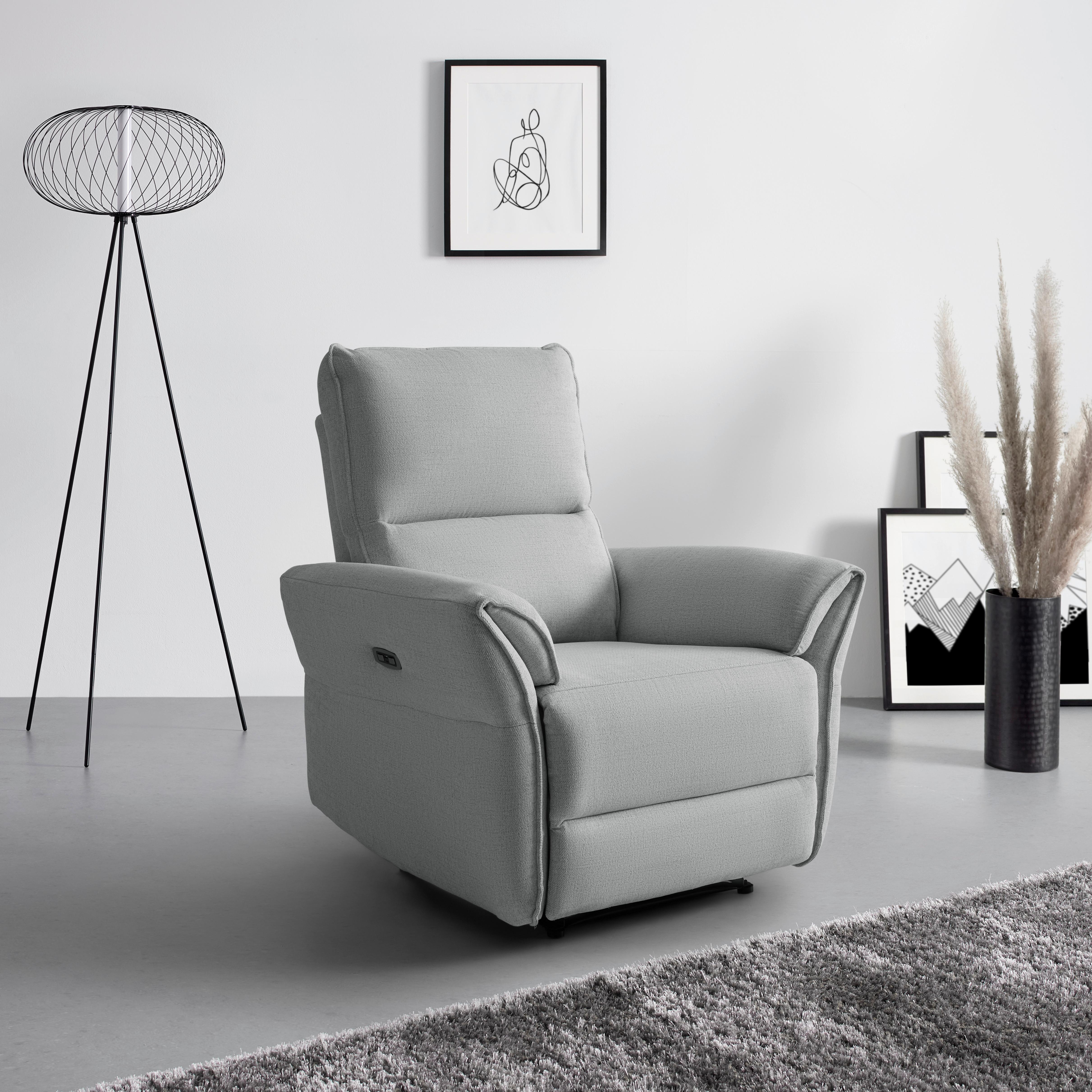 RELAXFÅTÖLJ JENSON - ljusgrå/svart, Modern, metall/trä (86/103/92cm) - Mömax