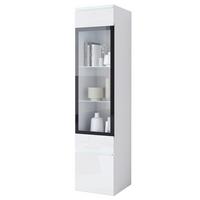 Vitrine Vera Weiß - Weiß Hochglanz/Weiß, Design, Glas/Holzwerkstoff (30/130/33cm) - Livetastic
