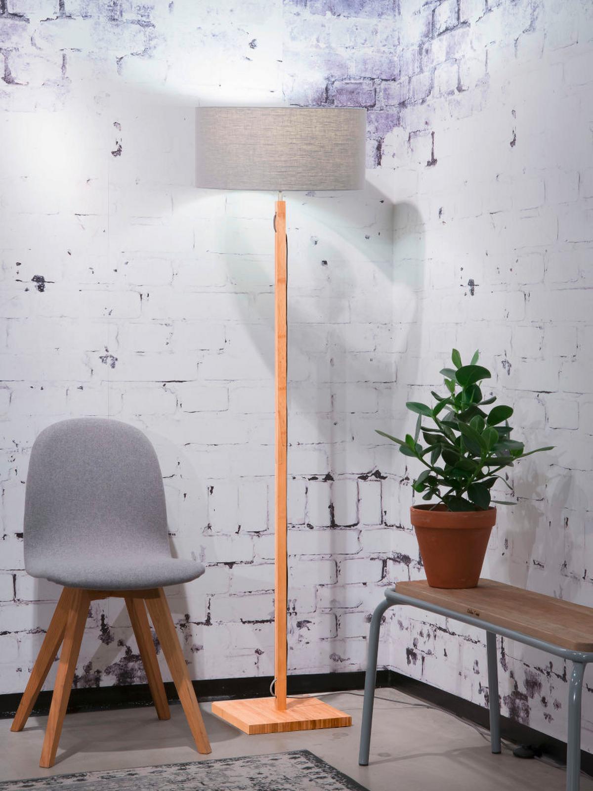 Stoječa Svetilka Fuji, Svetlo Siva, Bambus - naravne barve/svetlo siva, Trend (47/167cm) - Good & Mojo